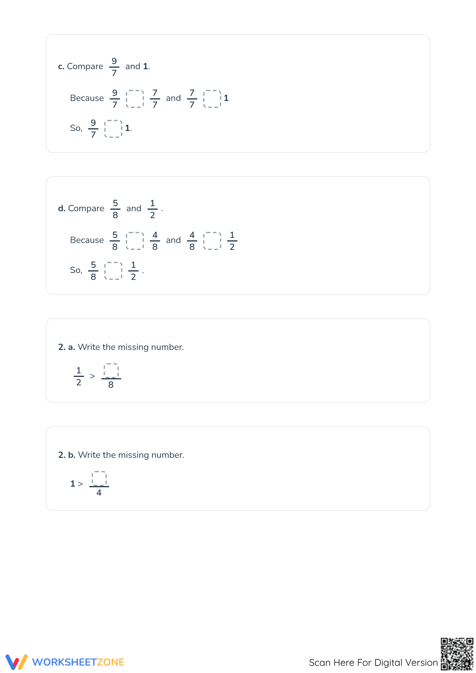 Comparing Fractions Printable Worksheet | Grade 5 Math - Page 2