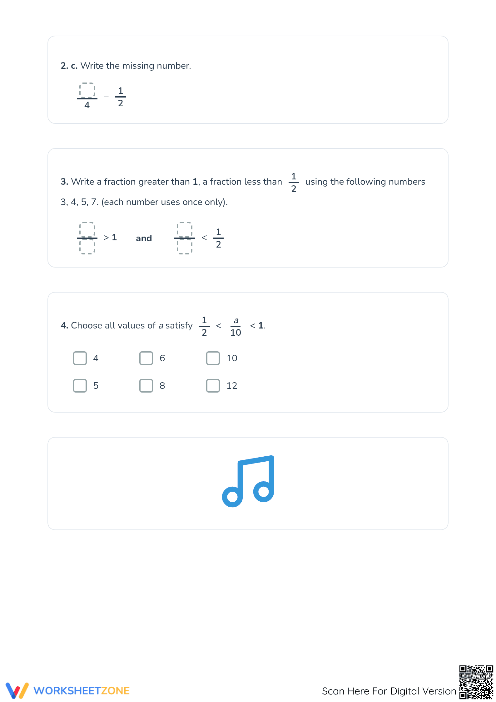 Comparing Fractions Printable Worksheet | Grade 5 Math - Page 3