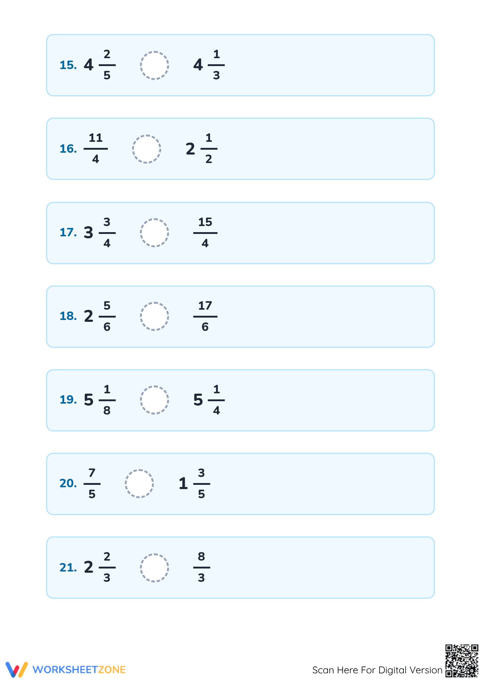 Printable Comparing Mixed Numbers Worksheet | Grade 4 Math - Page 4