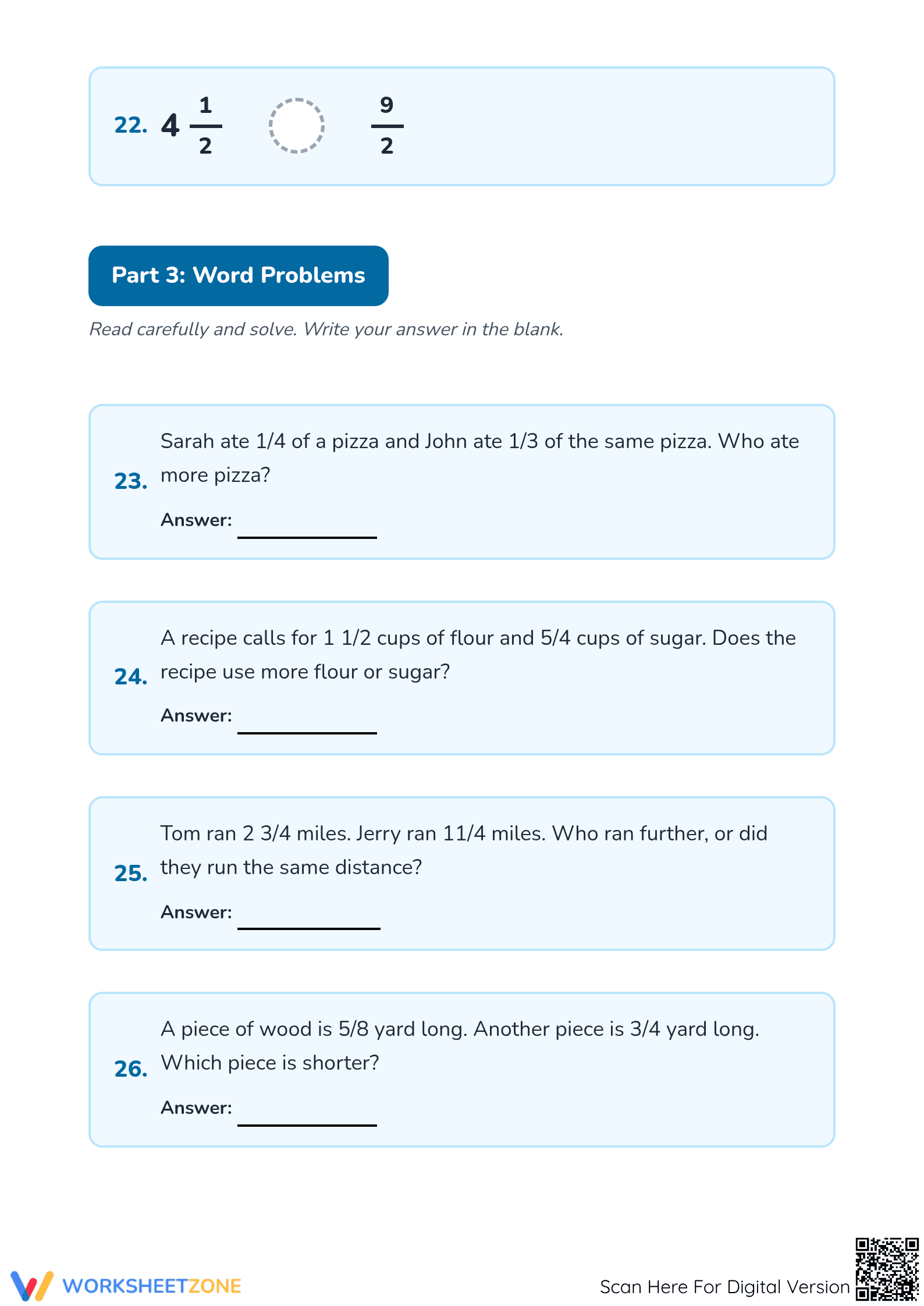 Printable Comparing Mixed Numbers Worksheet | Grade 4 Math - Page 5