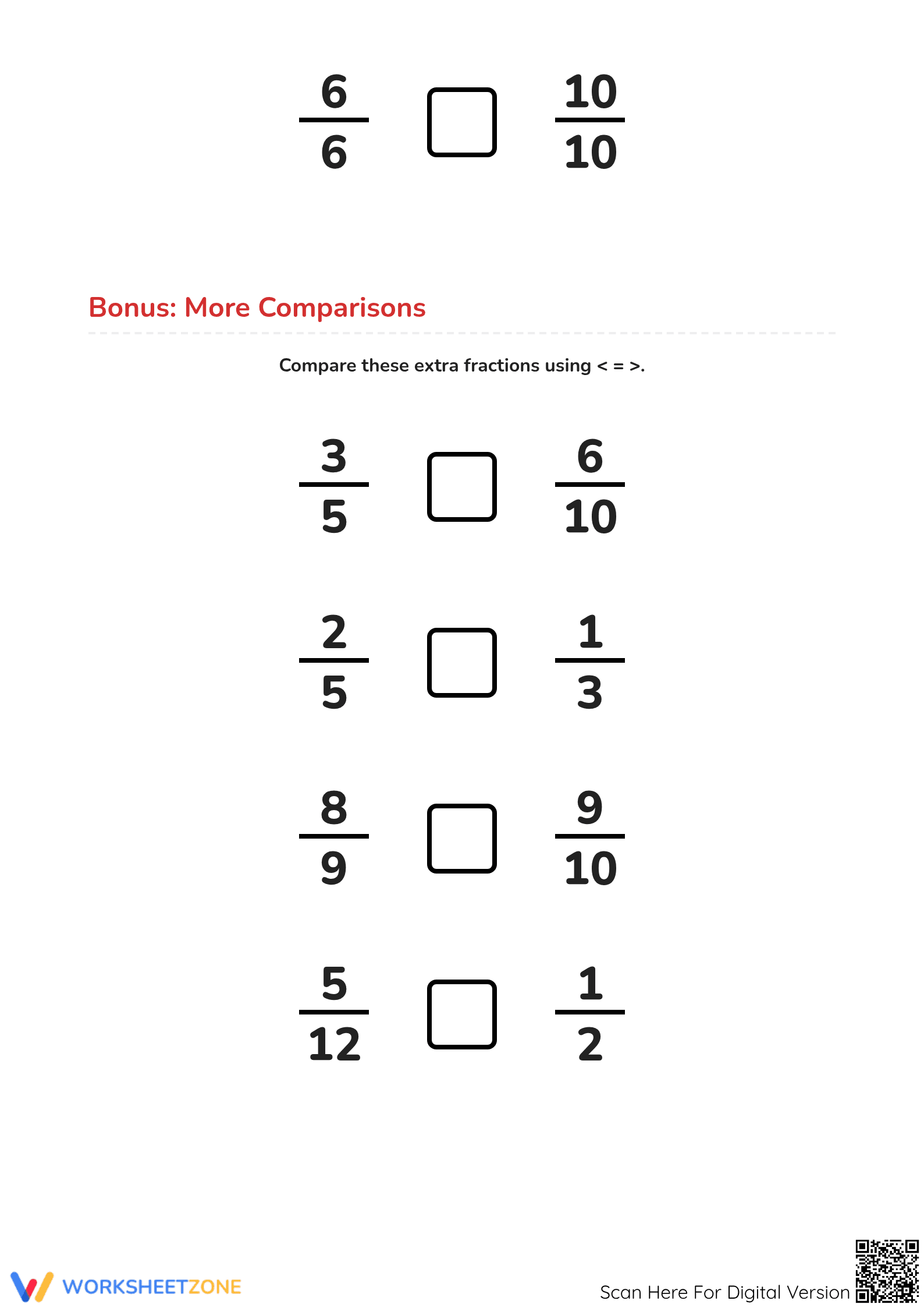 Essential Comparing Fractions Worksheet | Grade 4 Math - Page 2