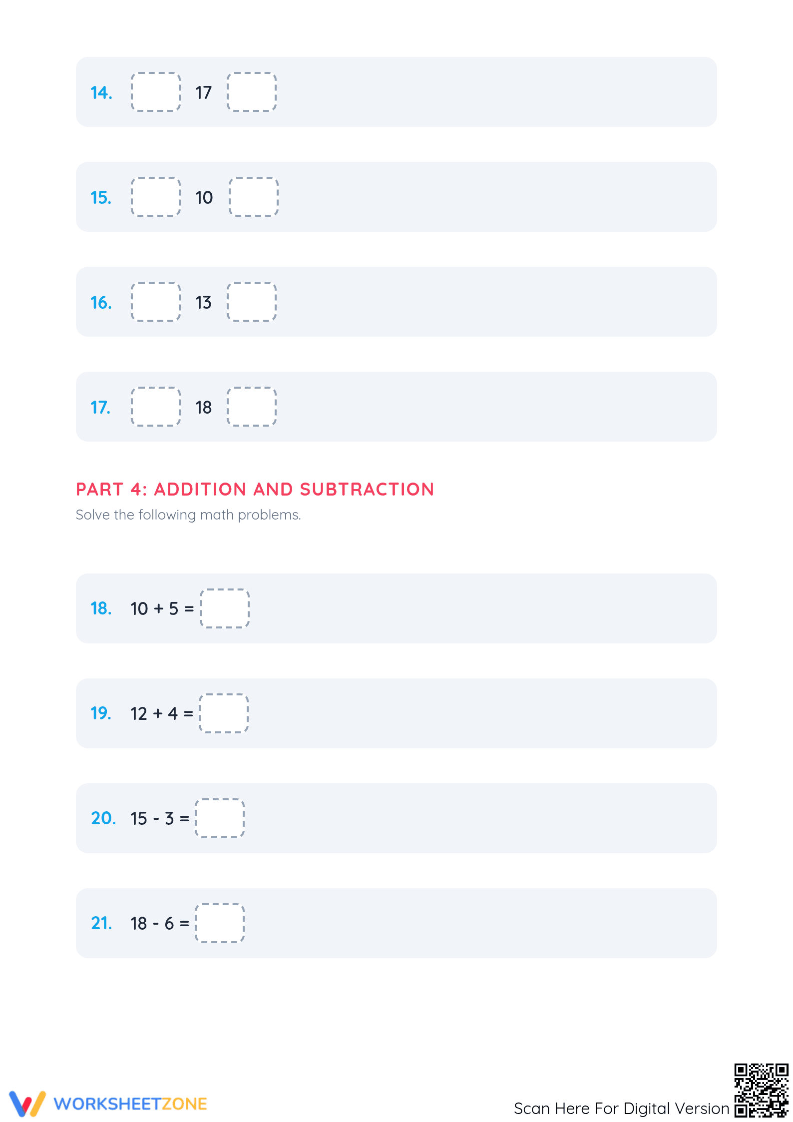 1.NBT.B.3 Worksheet: Comparing Numbers — Grade 1 Aligned - Page 3