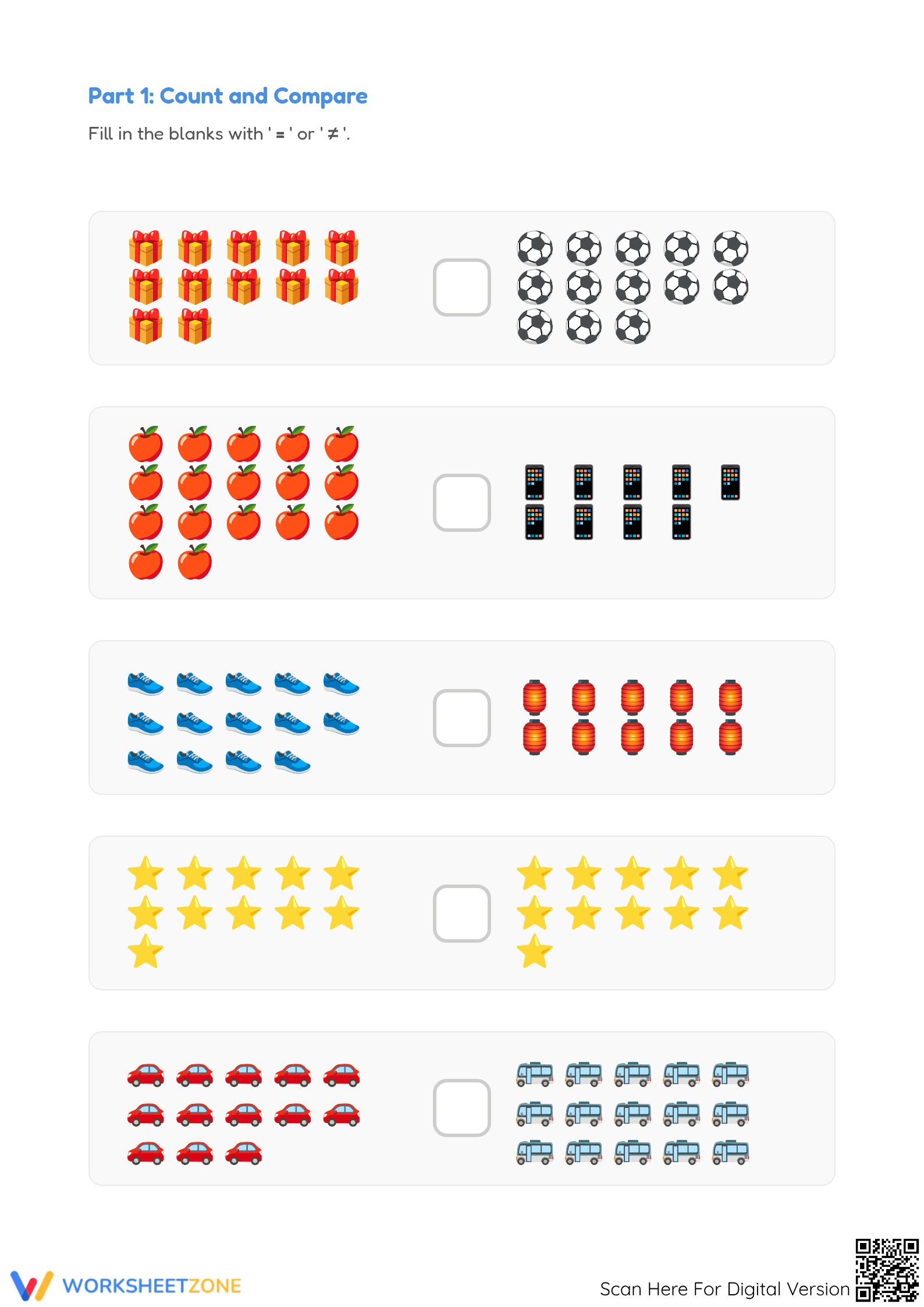 Printable Comparing Numbers Worksheet | Grade 1 Math - Page 2