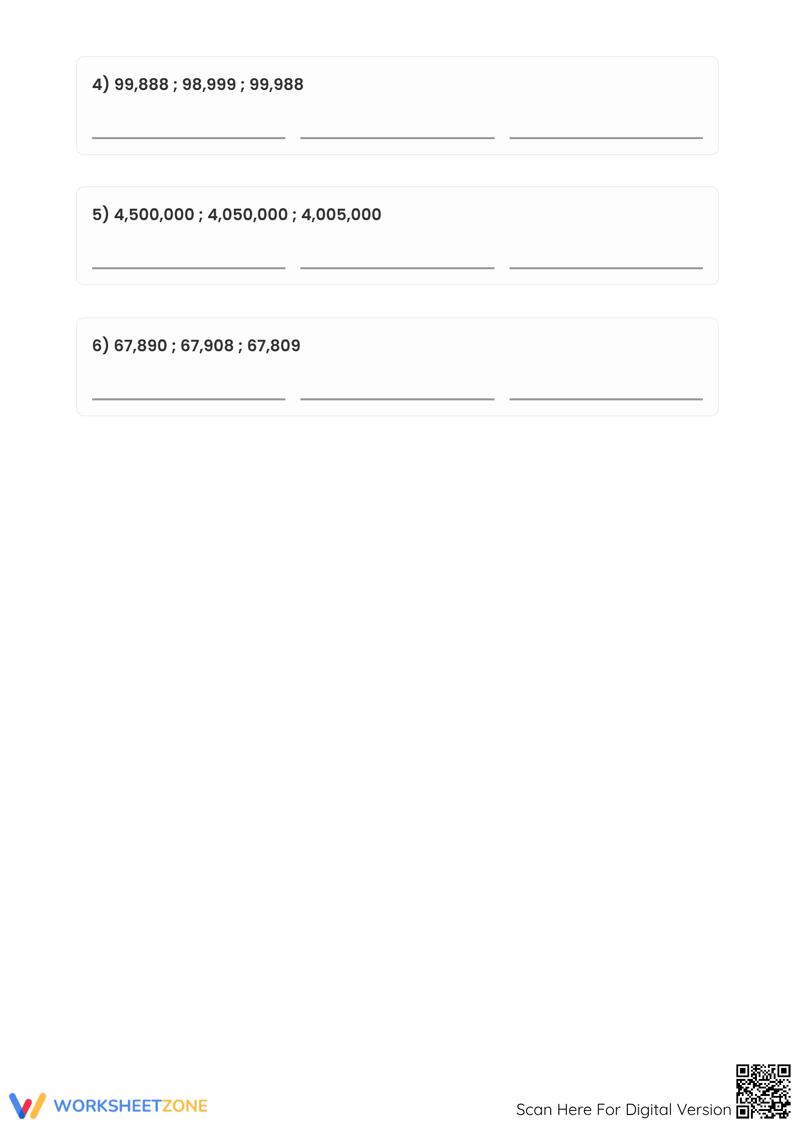 Printable Compare & Order Numbers Worksheet | Grade 4 Math - Page 4