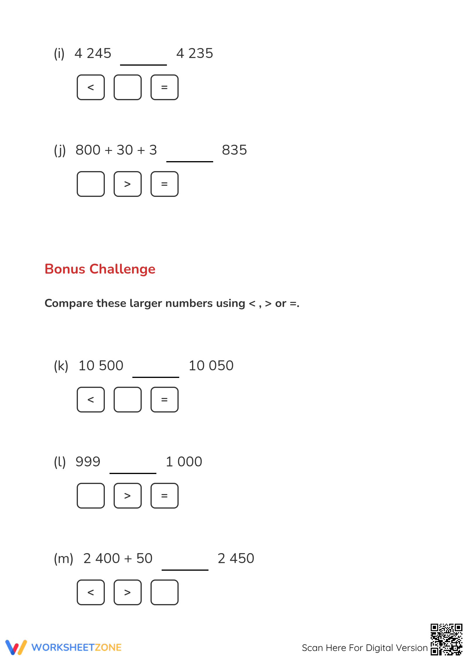 Printable Comparing Numbers Worksheet | Grade 2 Math - Page 3
