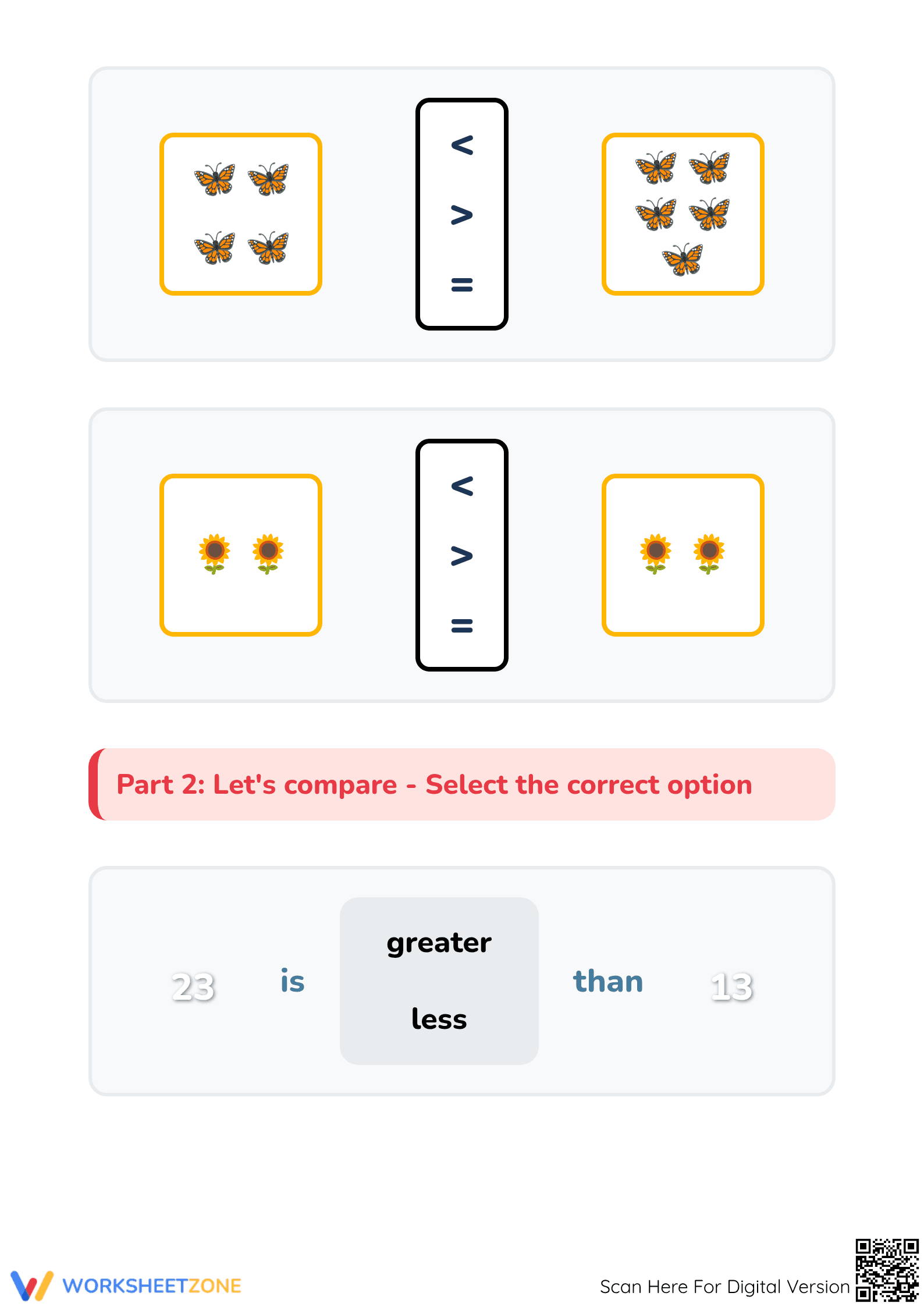 Printable Comparing Numbers Worksheet | Grade K Math - Page 2