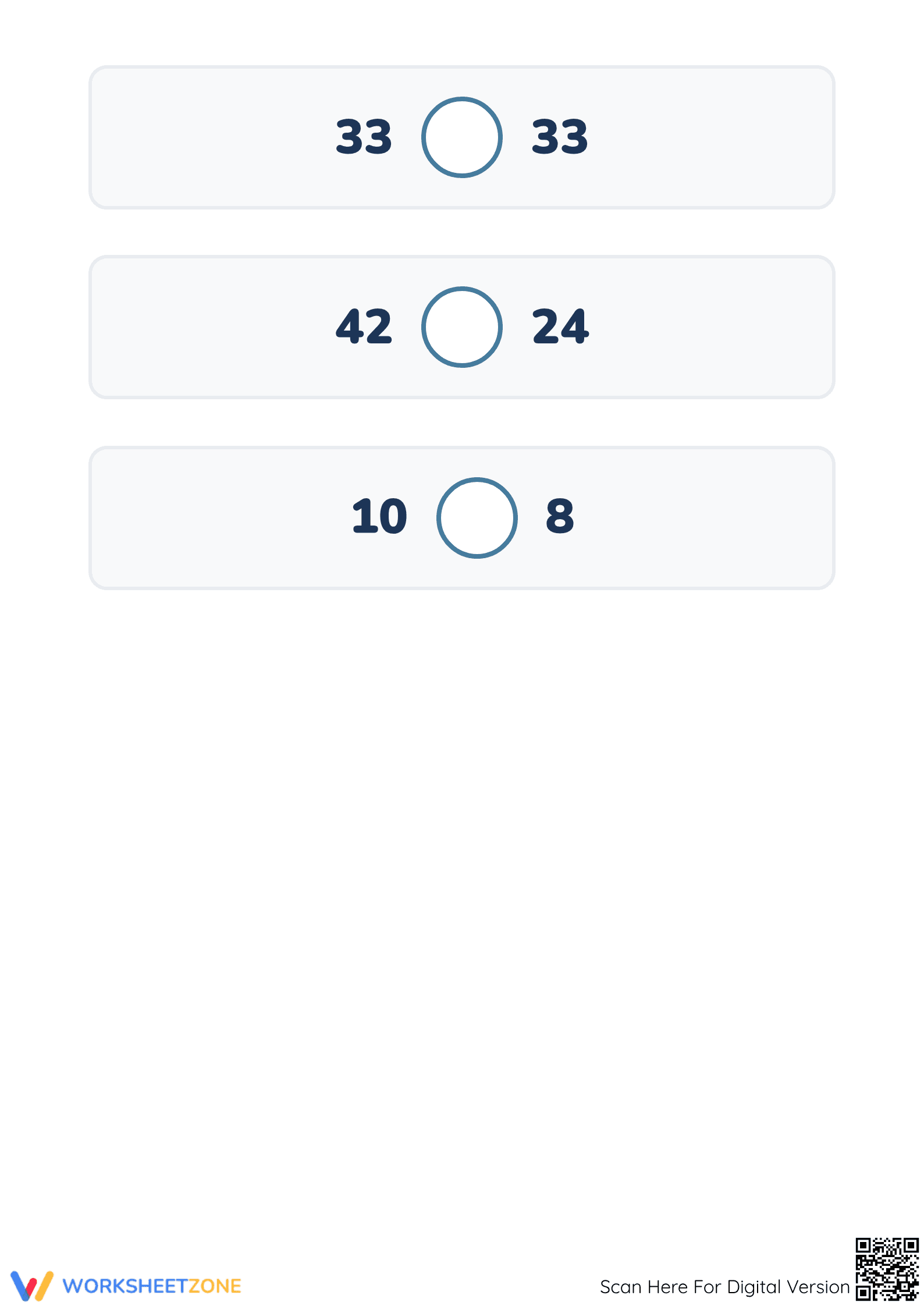 Printable Comparing Numbers Worksheet | Grade K Math - Page 4