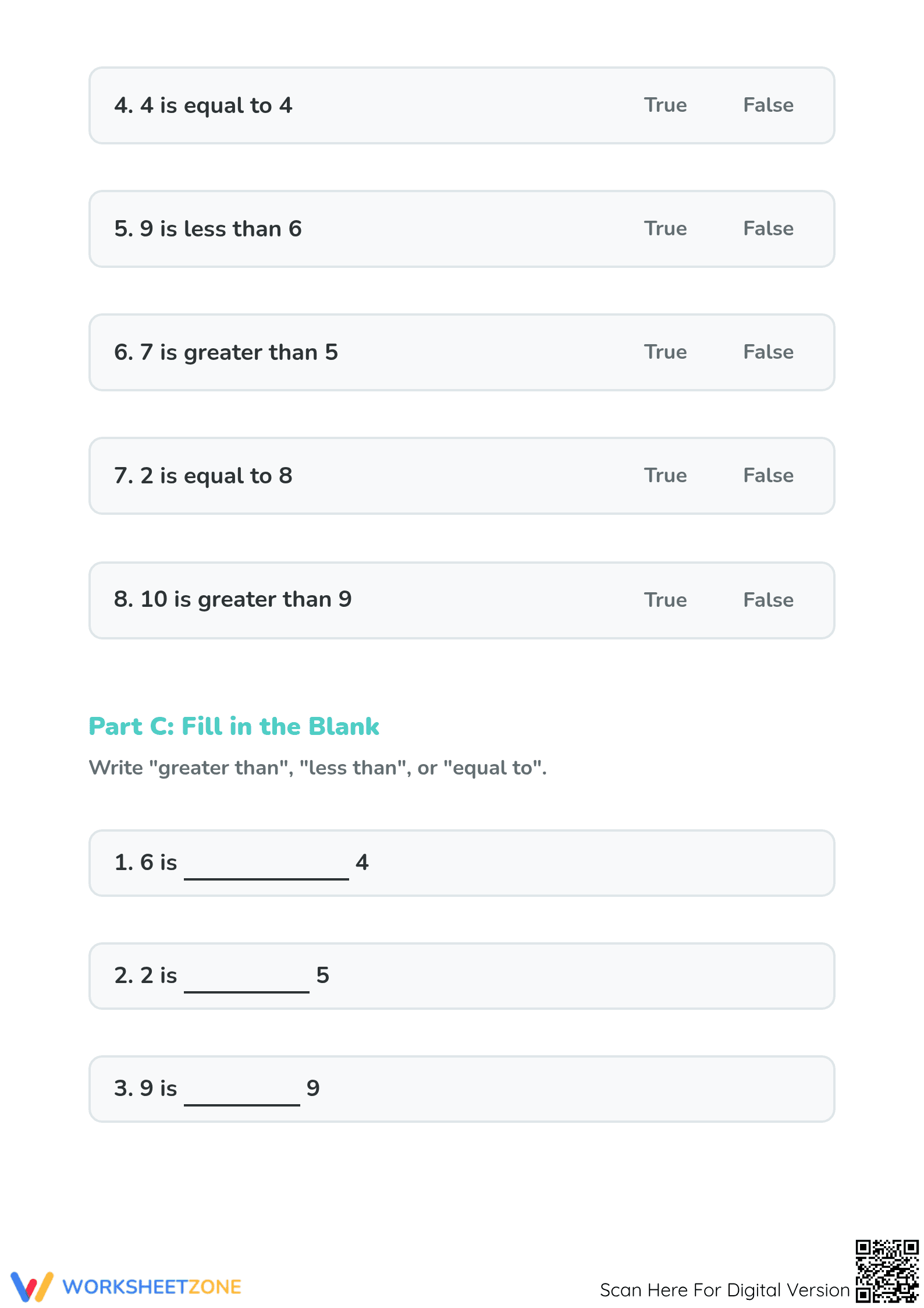 Printable Comparing Numbers Worksheet | Grade 1 Math - Page 3