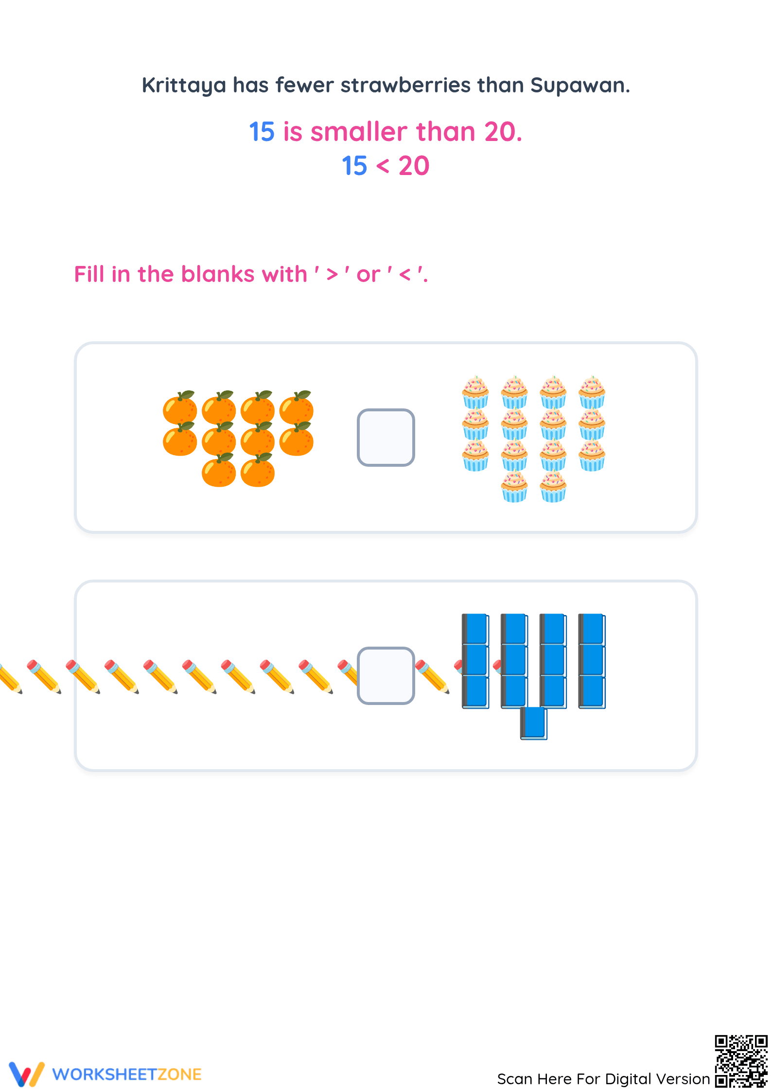 Grade 1 Comparing Numbers — Printable No-Prep Worksheet - Page 2