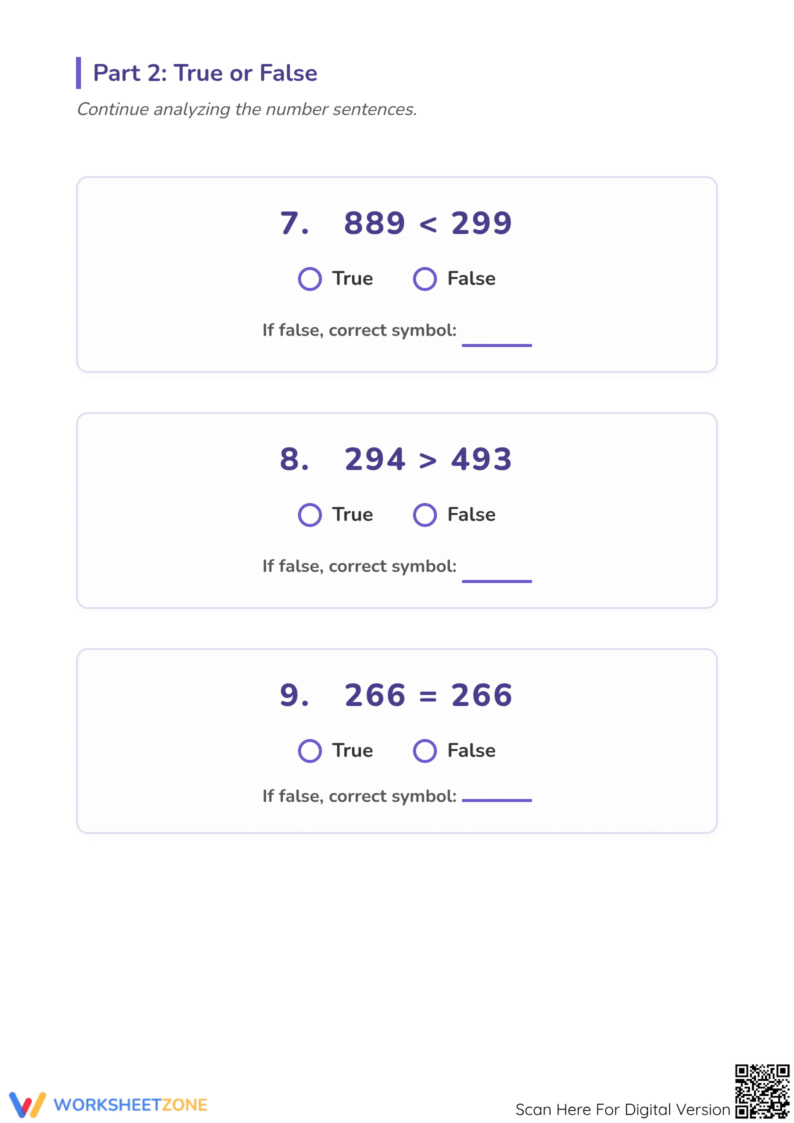 Printable Comparing 3-Digit Numbers Worksheet | Grade 2 Math - Page 3