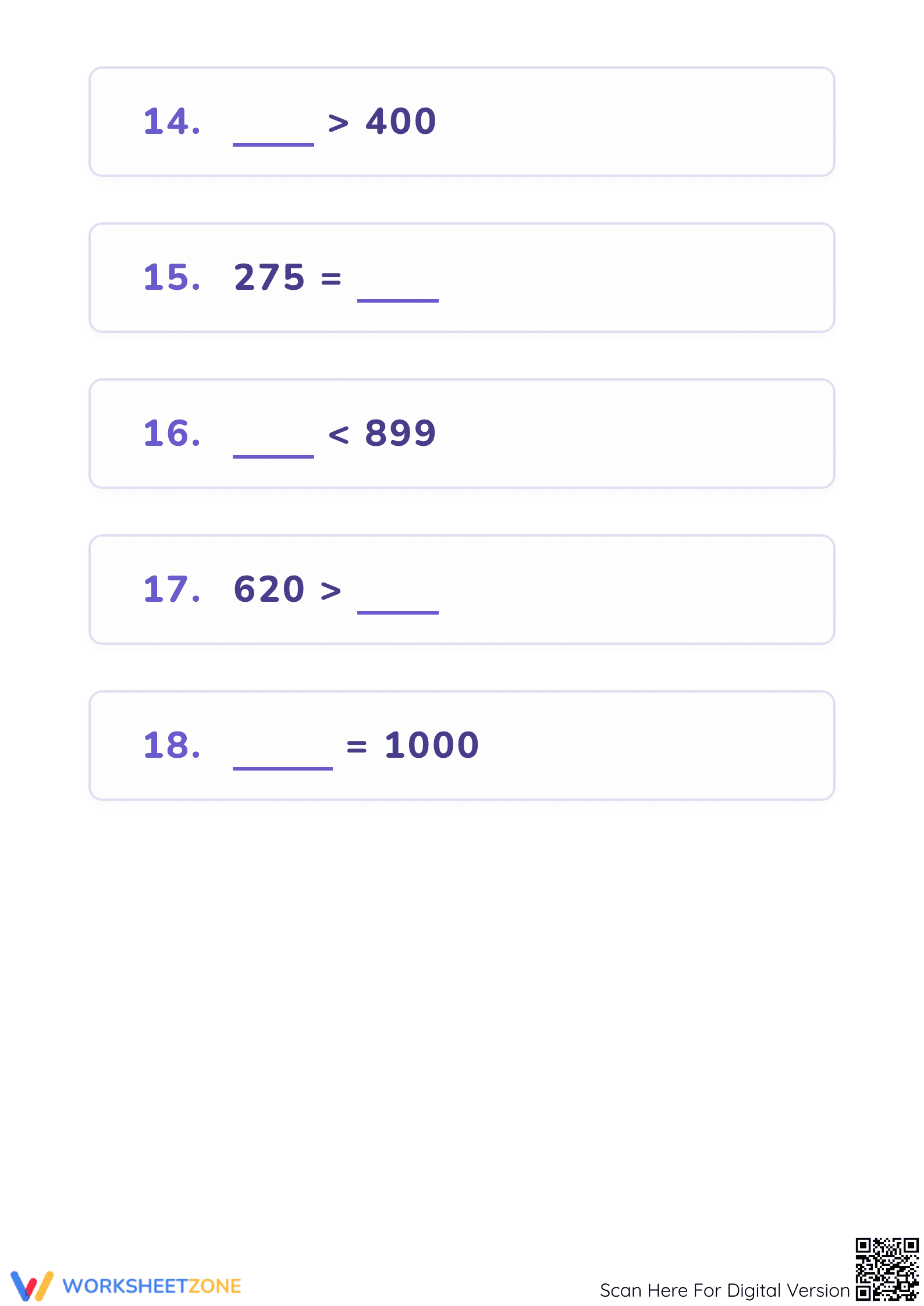 Printable Comparing 3-Digit Numbers Worksheet | Grade 2 Math - Page 5