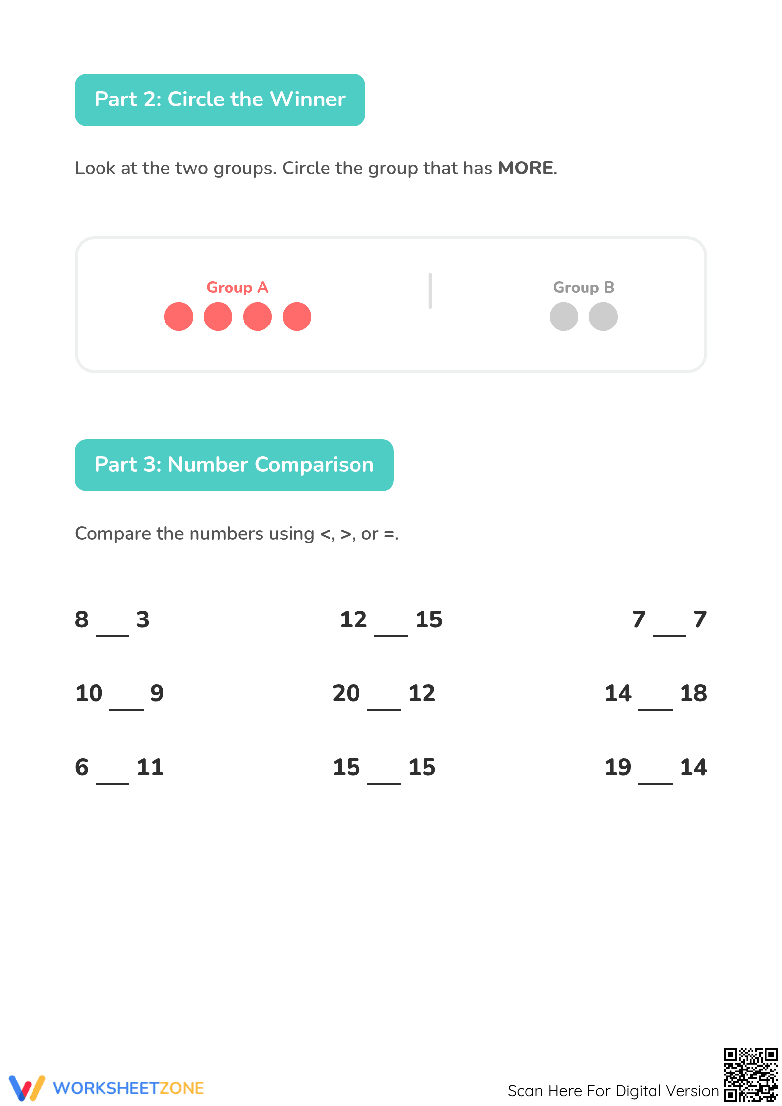 Kindergarten Comparison — Printable No-Prep Worksheet - Page 2