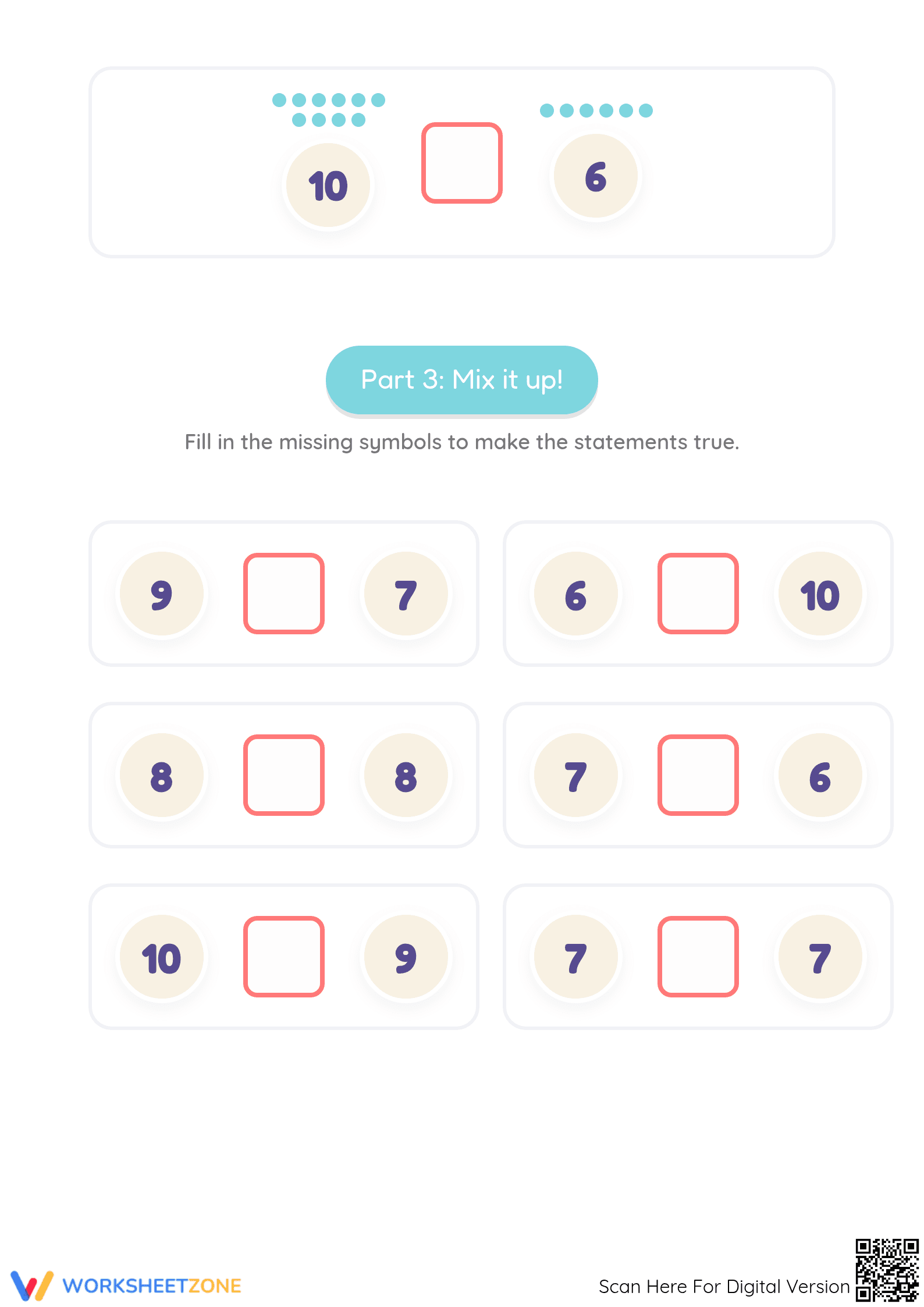 Grade 1 Number Comparison — Printable No-Prep Worksheet - Page 3