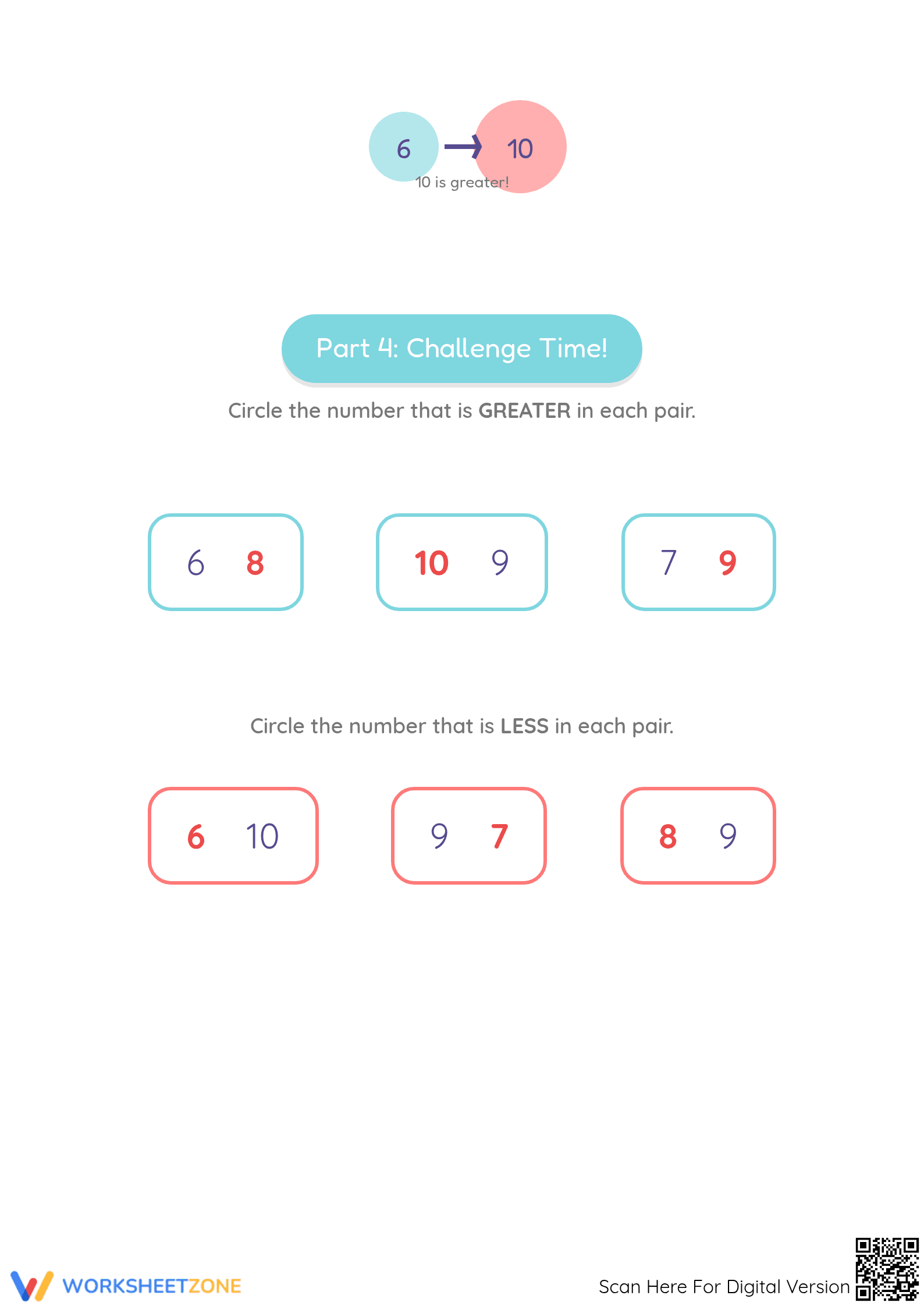 Grade 1 Number Comparison — Printable No-Prep Worksheet - Page 4