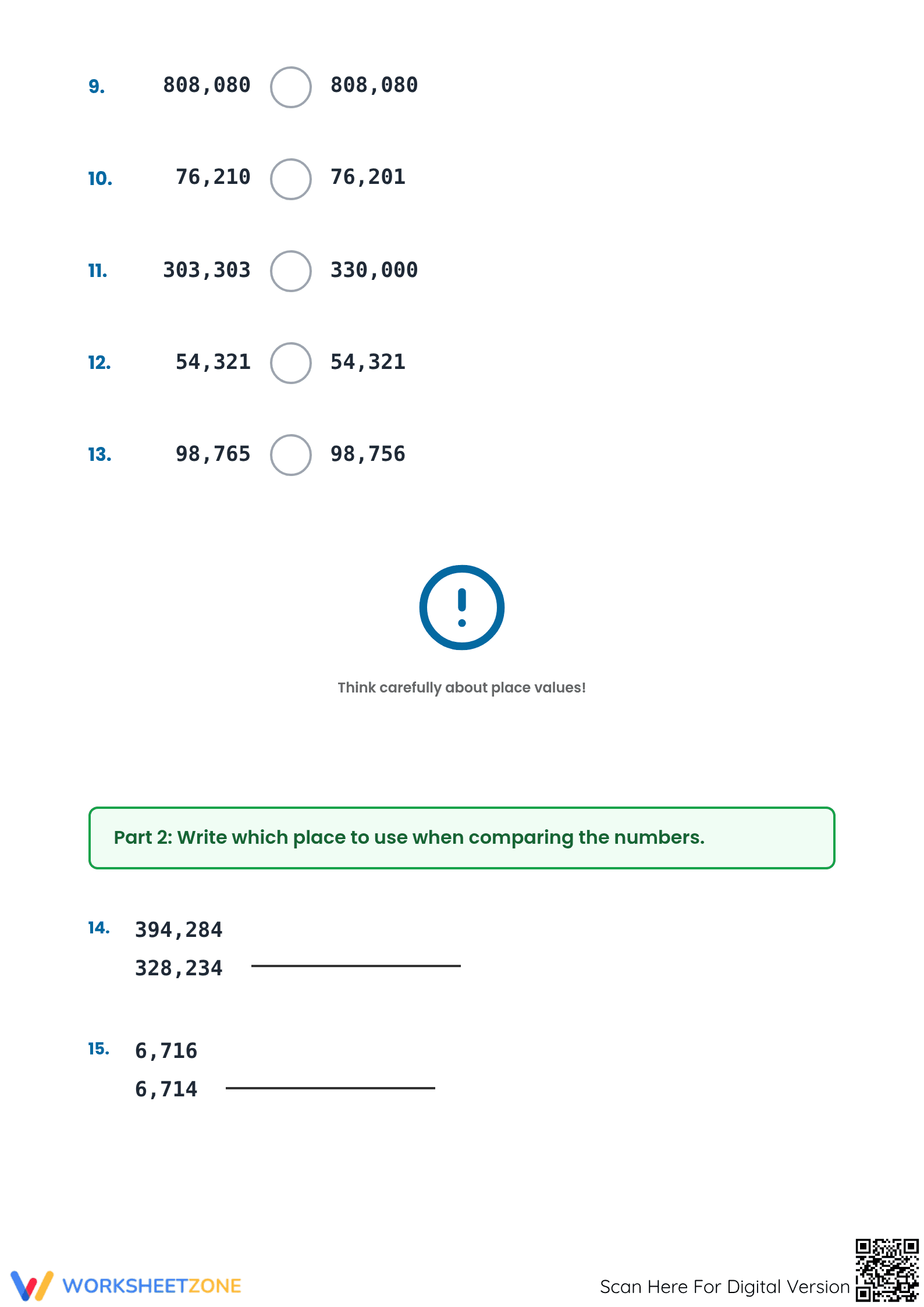 Printable Comparing Numbers Worksheet | Grade 4 Math - Page 2