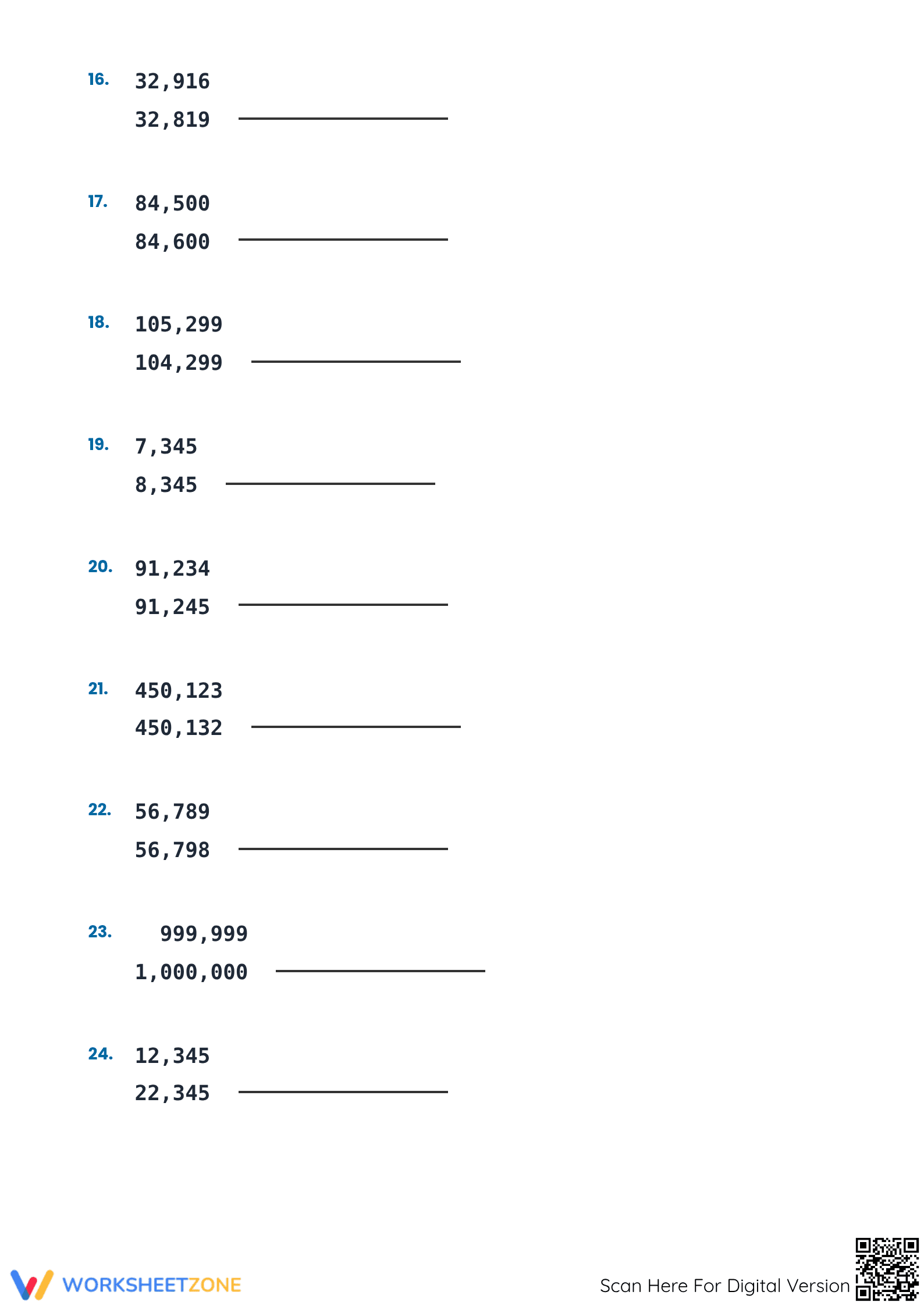 Printable Comparing Numbers Worksheet | Grade 4 Math - Page 3