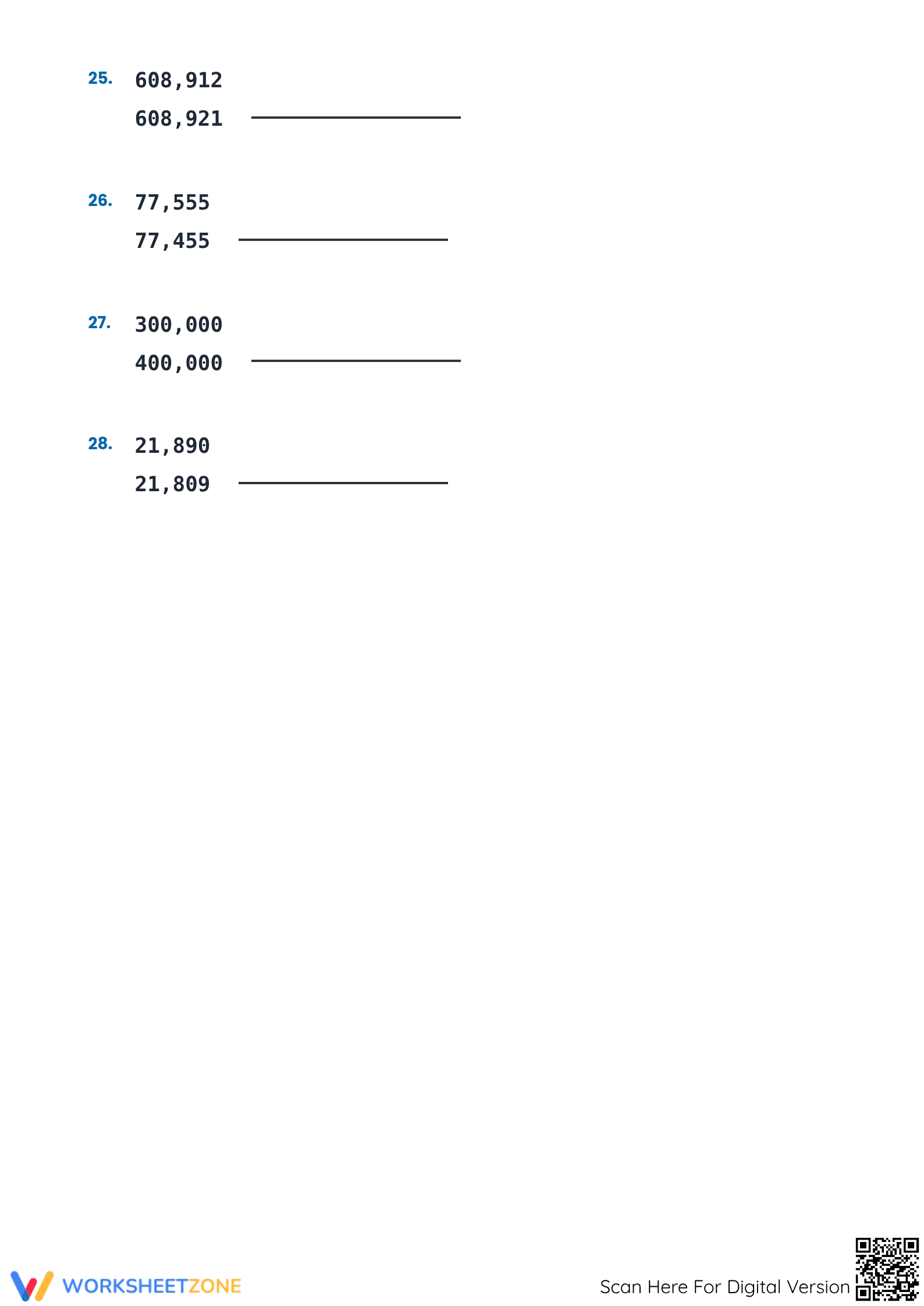 Printable Comparing Numbers Worksheet | Grade 4 Math - Page 4