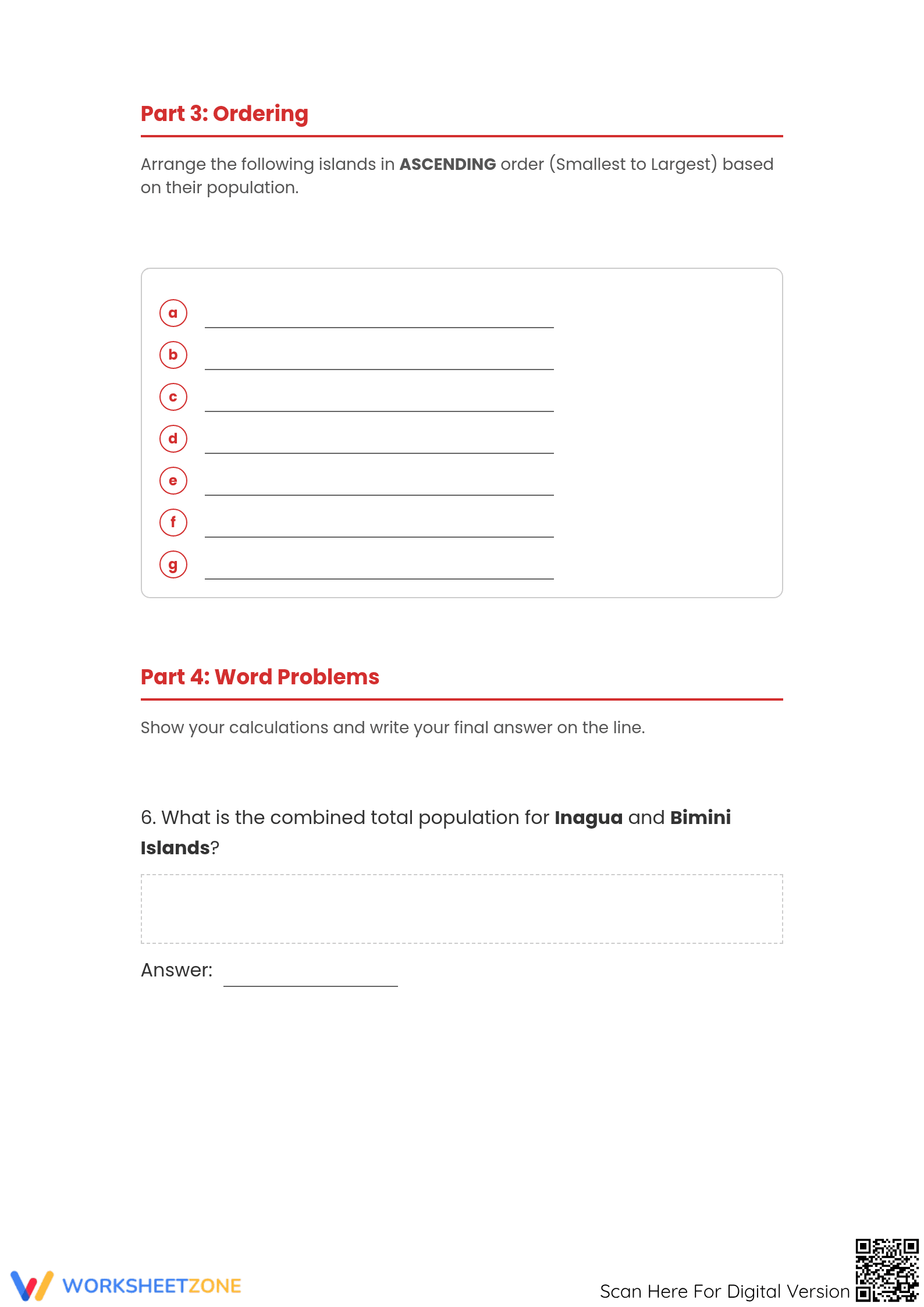 Printable Compare & Order Numbers Worksheet | Grade 4 Math - Page 3