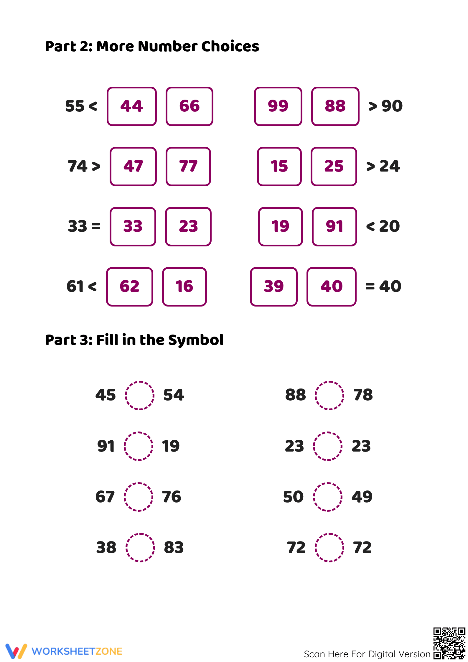 Printable Comparing Numbers Worksheet | Grade 2 Math - Page 2
