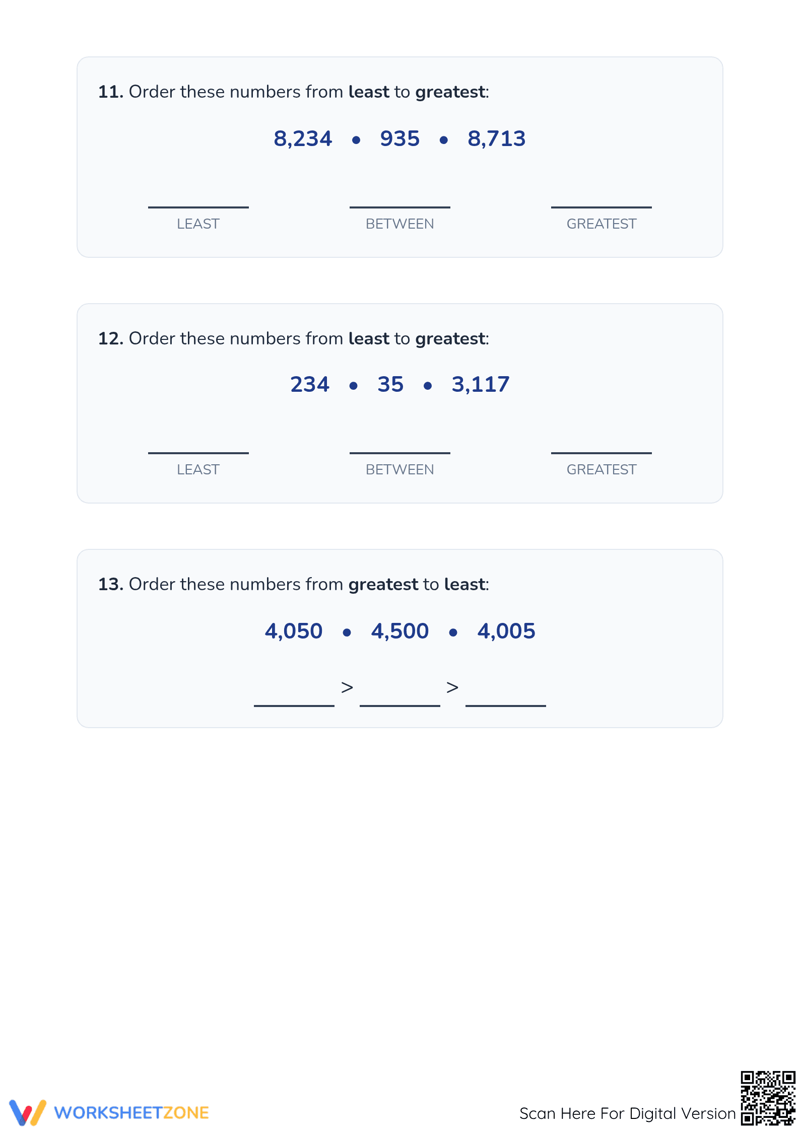 Compare and Order Numbers Worksheet | Essential Grade 3 - Page 4