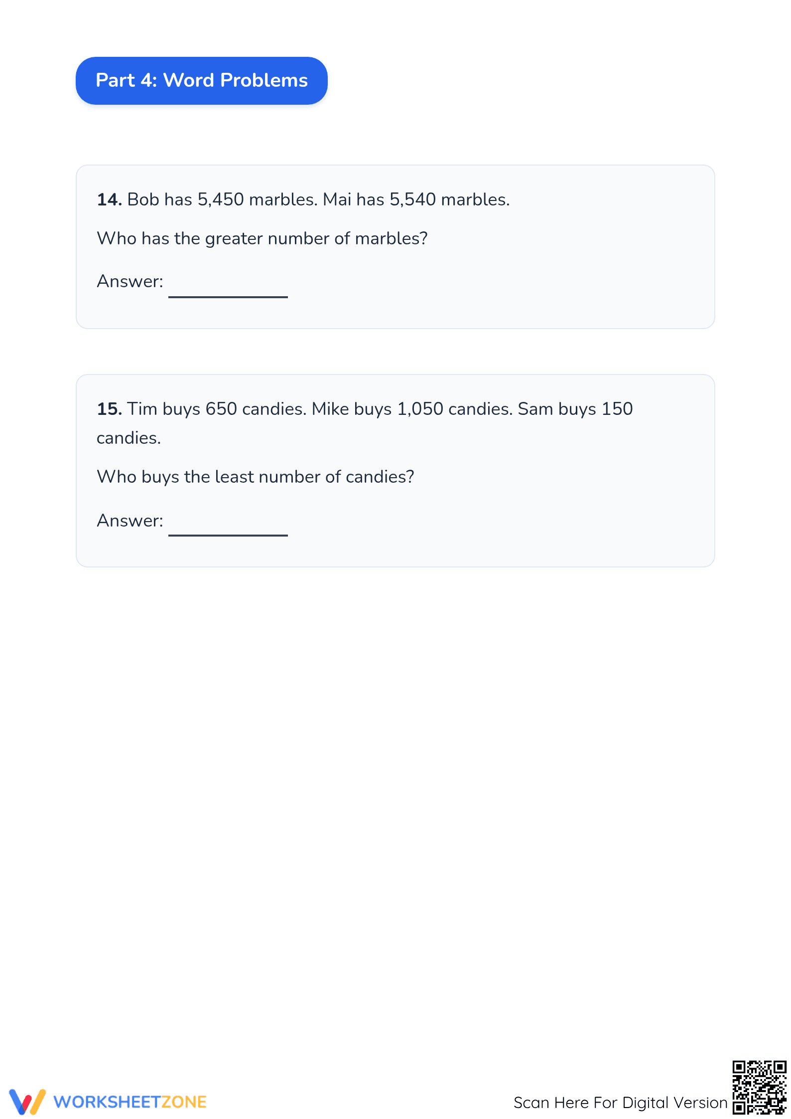 Compare and Order Numbers Worksheet | Essential Grade 3 - Page 5