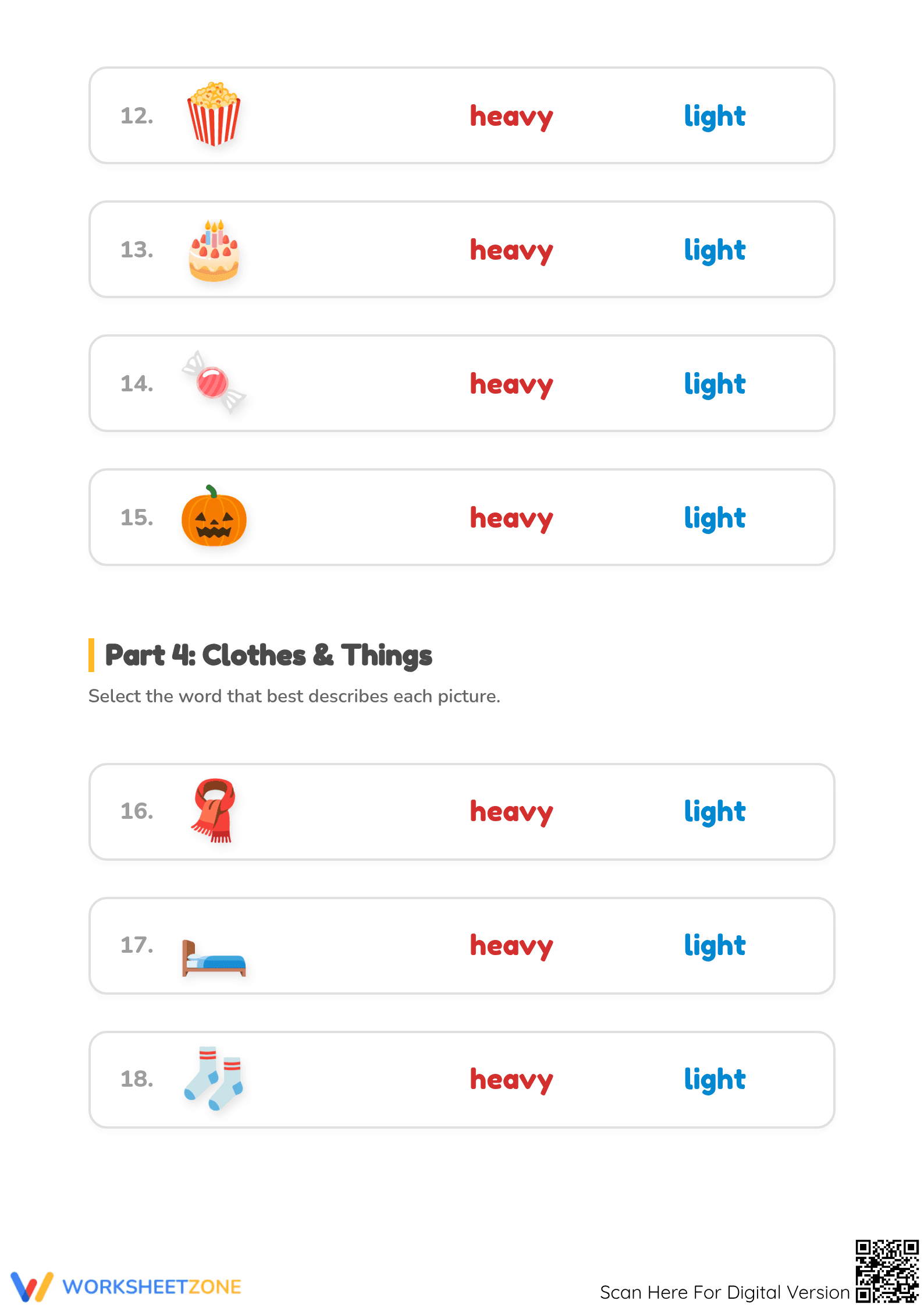 Printable Heavy and Light Weight Comparison Worksheet - Page 3
