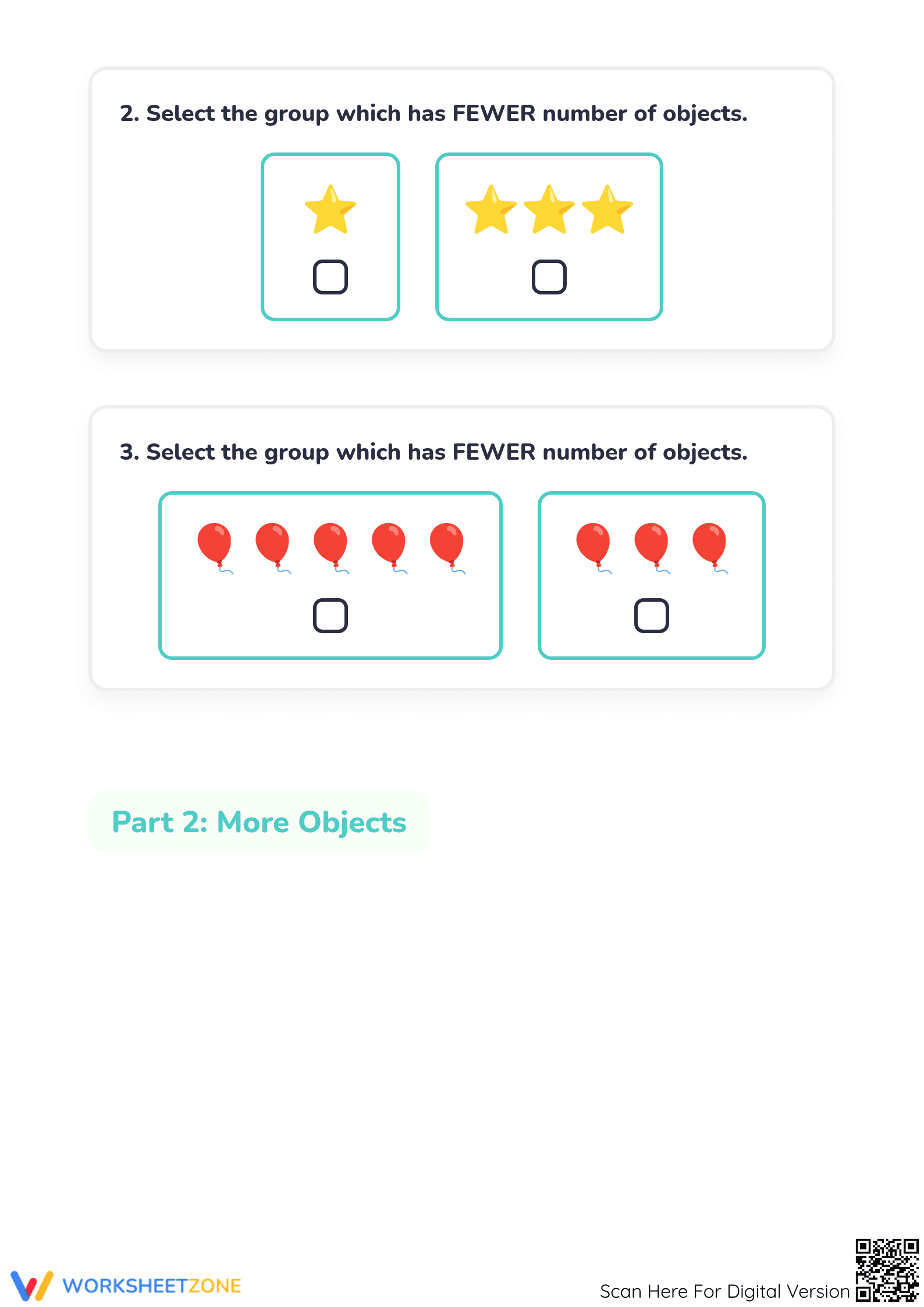 Comparing More and Fewer Worksheet | Grade K Essential Math - Page 2