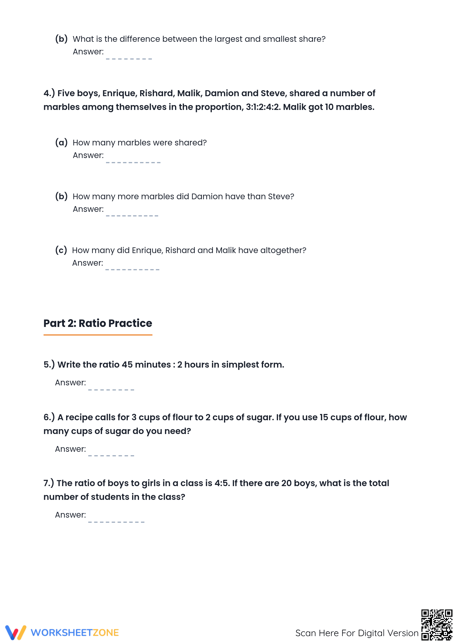 Printable Ratio & Proportion Worksheet | Grade 6-7 Math - Page 2