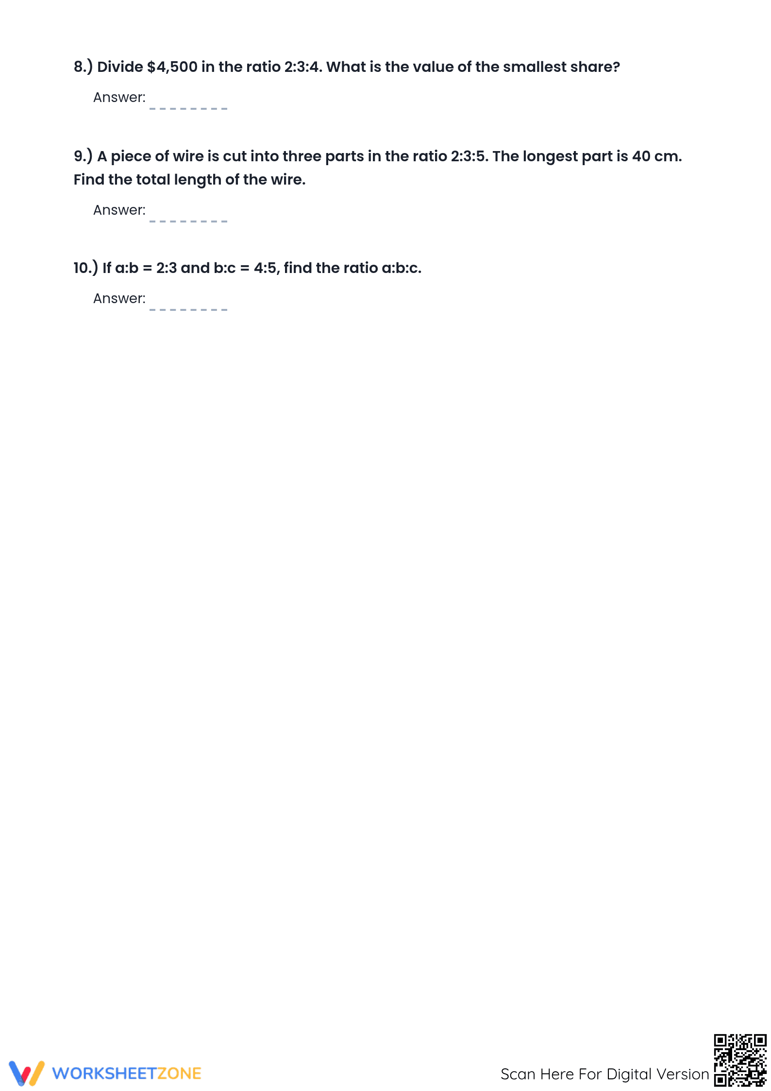 Printable Ratio & Proportion Worksheet | Grade 6-7 Math - Page 3