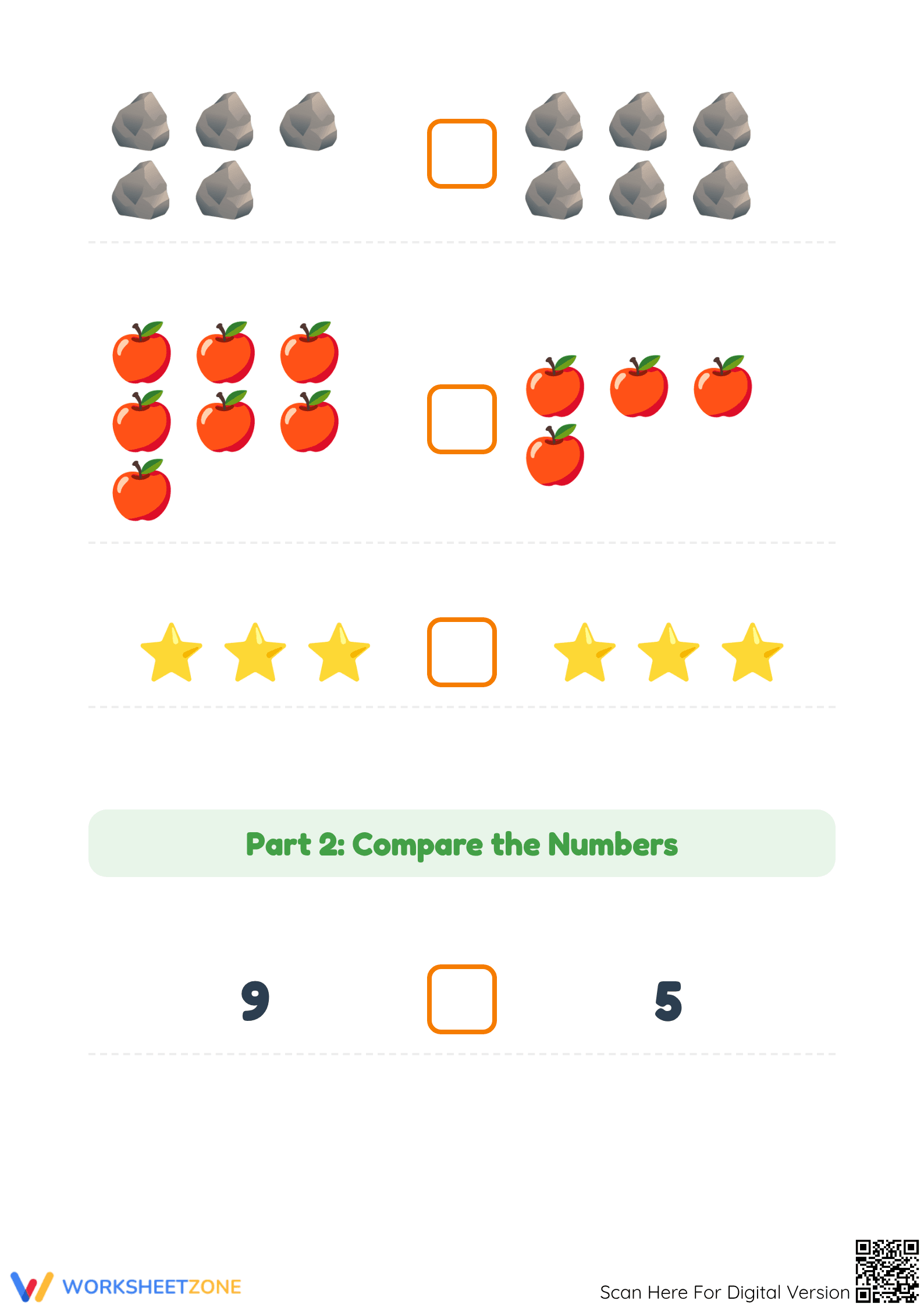 Printable Comparing Quantities Worksheet | Grade K-1 Math - Page 2