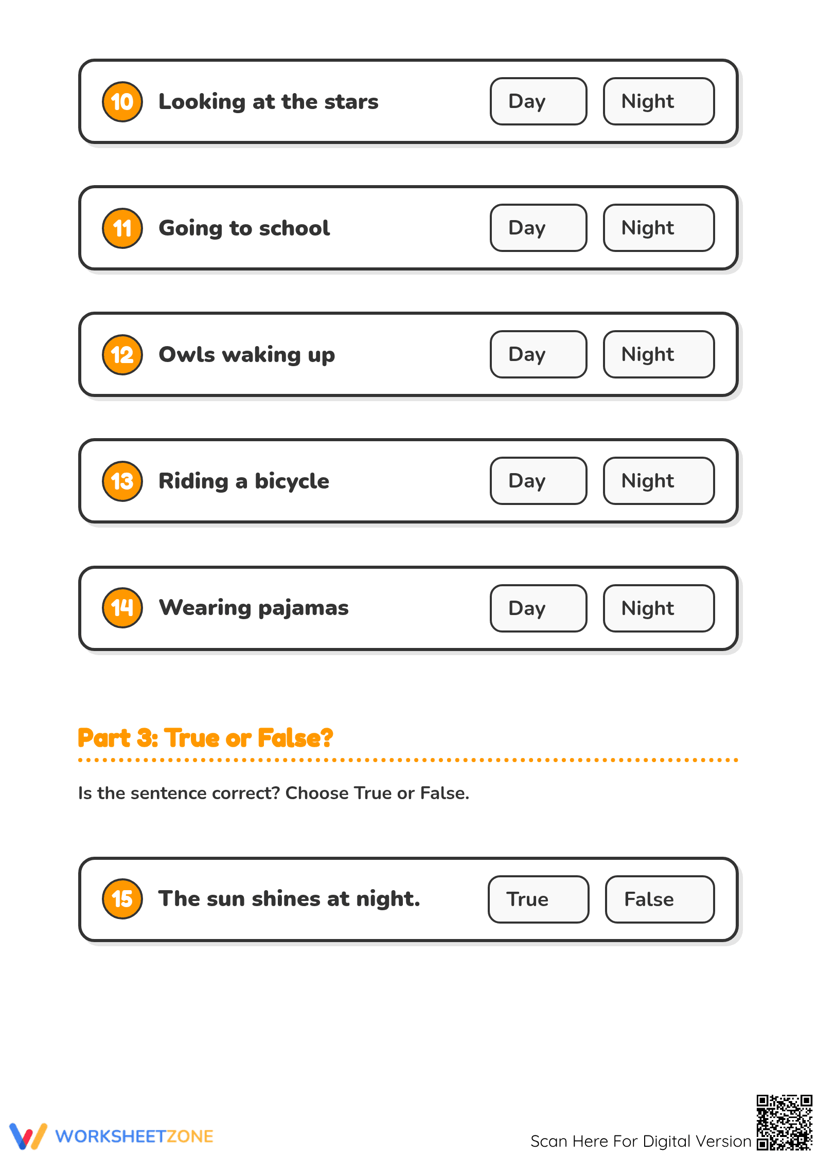 Night and Day Sorting Worksheet | Essential Grade K Math - Page 3
