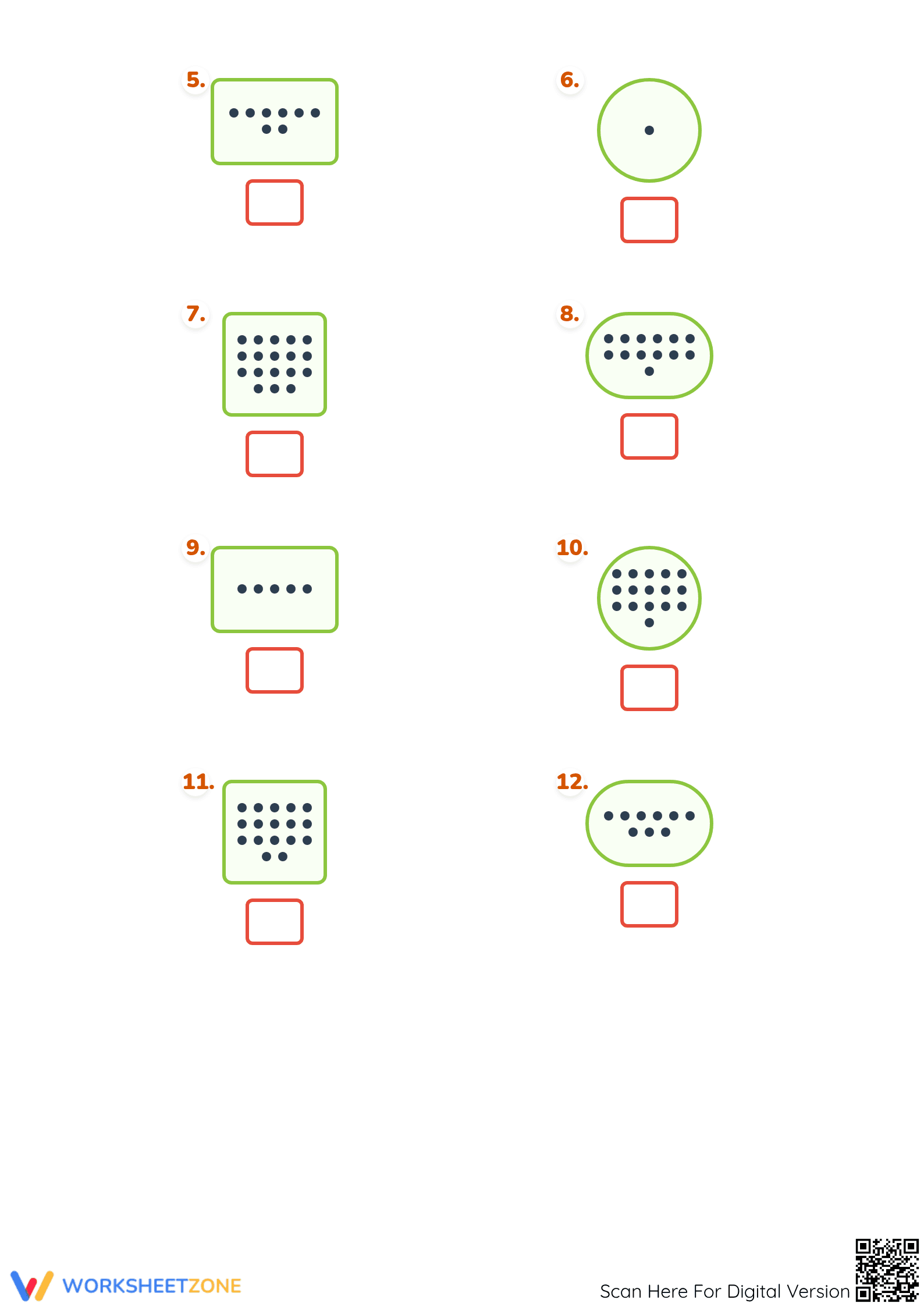 Printable Numerals 1 to 20 Counting Worksheet — Grade 1 - Page 2