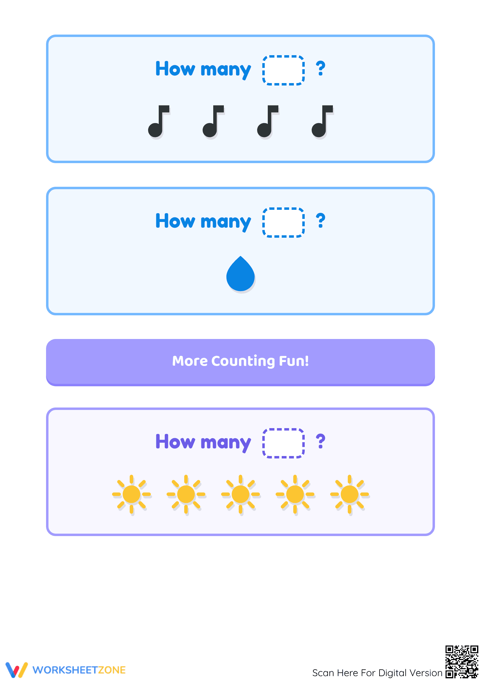 Printable Counting Practice to 5 Worksheet | Grade K - Page 2