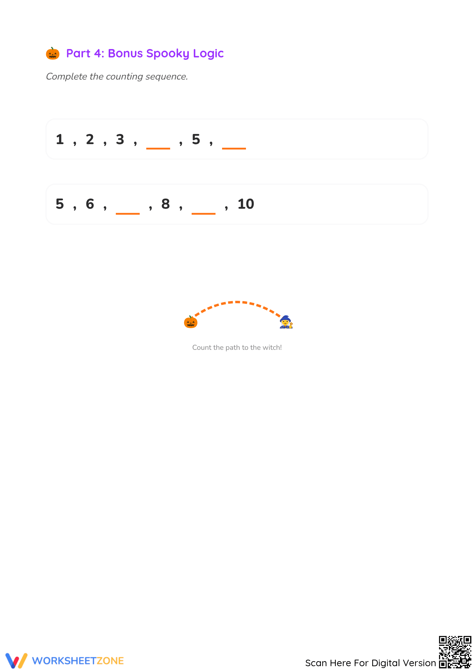 Grade K Halloween Counting — Printable No-Prep Worksheet - Page 4