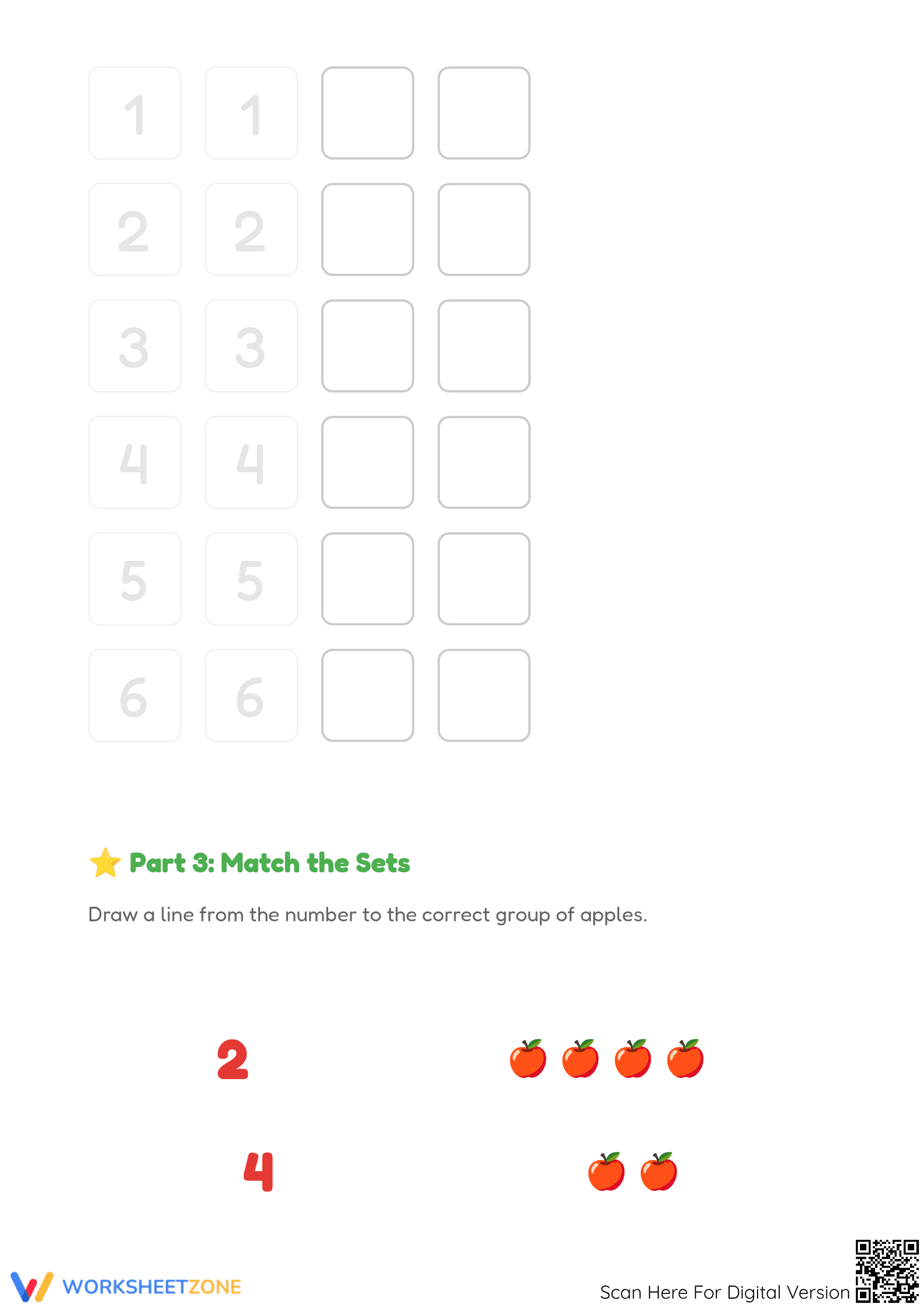 Numbers 1 to 6 — Printable No-Prep Counting Worksheet - Page 3