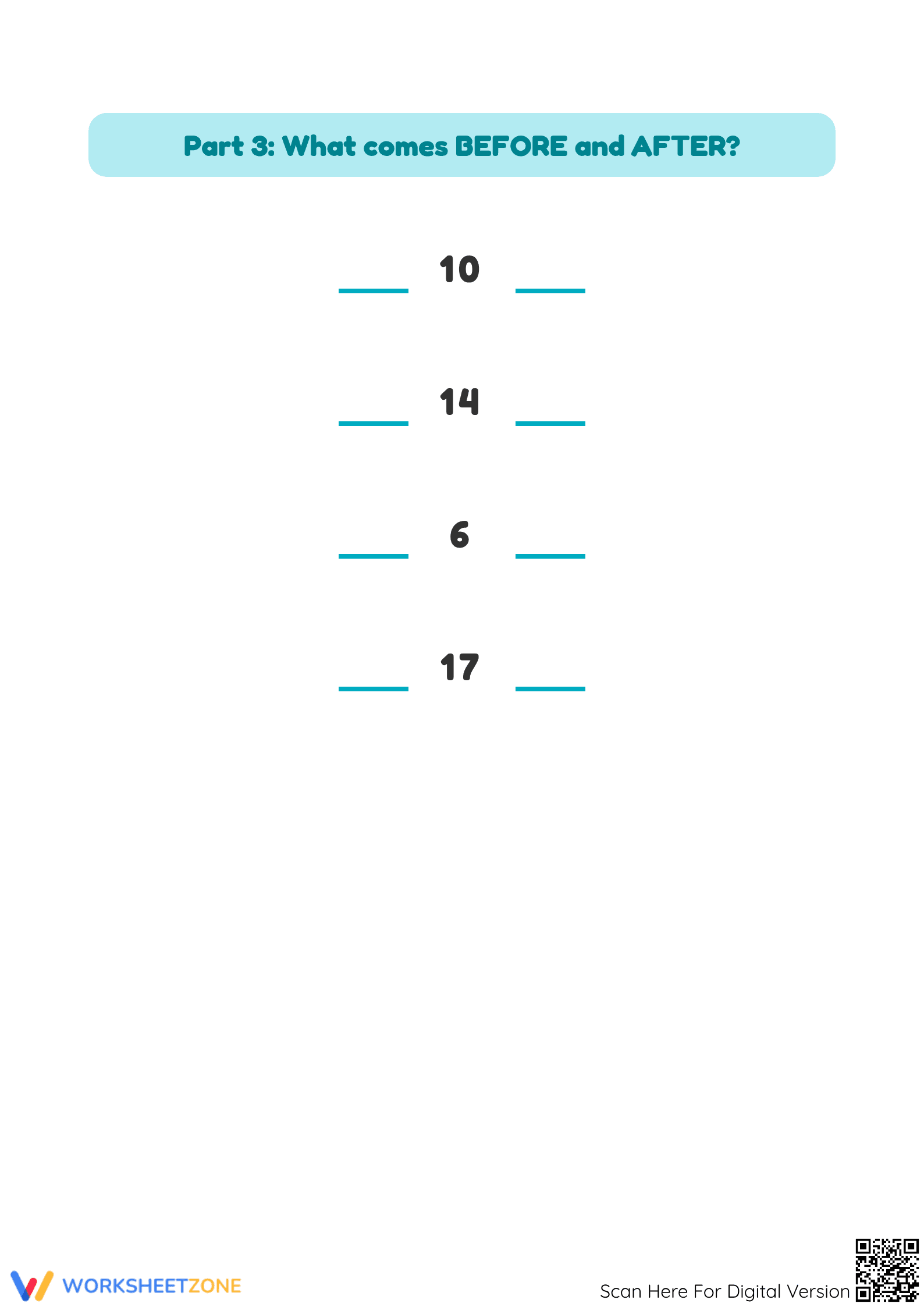 Kindergarten Number Sequence — Printable No-Prep Worksheet - Page 3