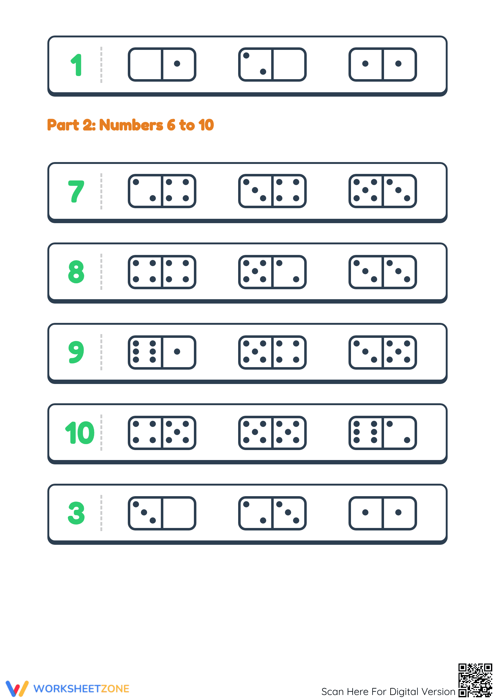 Printable Domino Dots Counting Worksheet | Preschool Math - Page 2