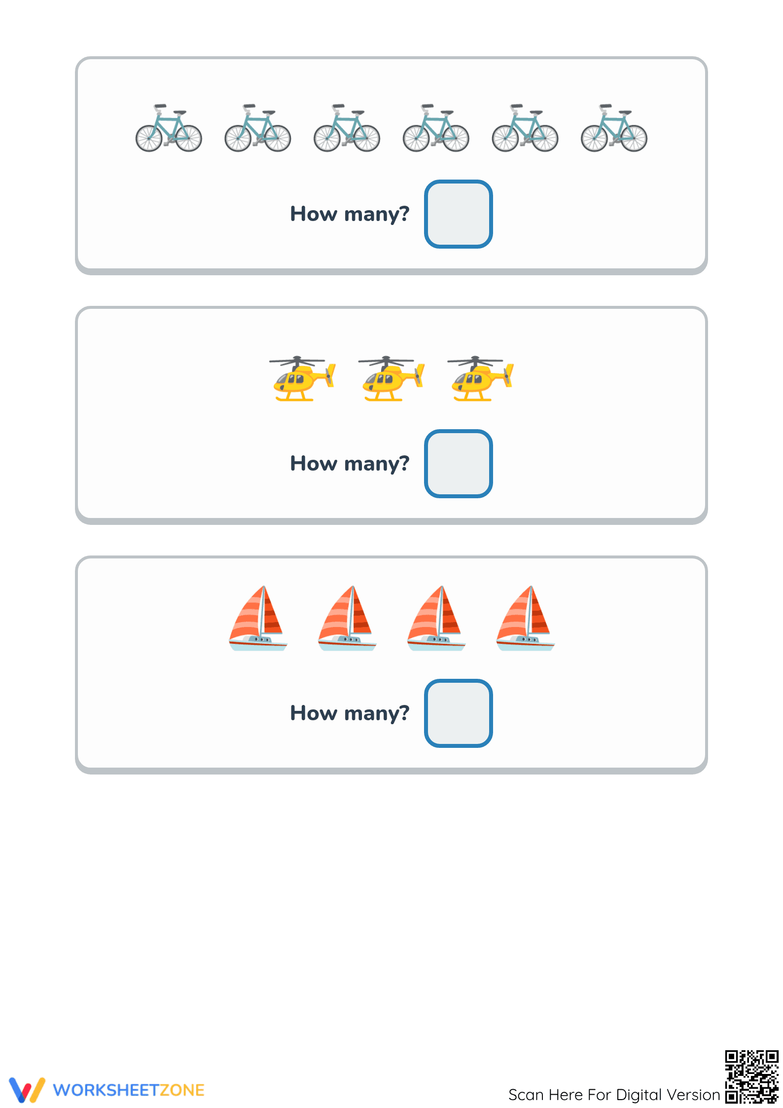 Printable Public Transportation Counting Worksheet K-1 - Page 3