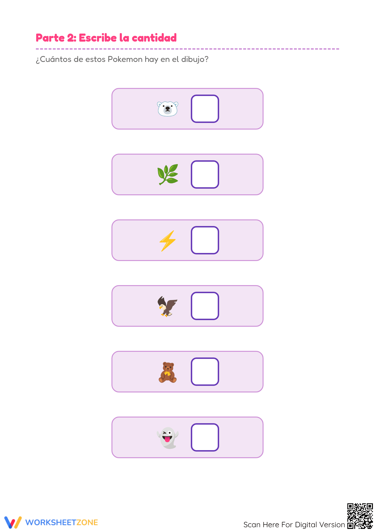 Printable Counting Pokemon Worksheet | Grade 1 Math - Page 2