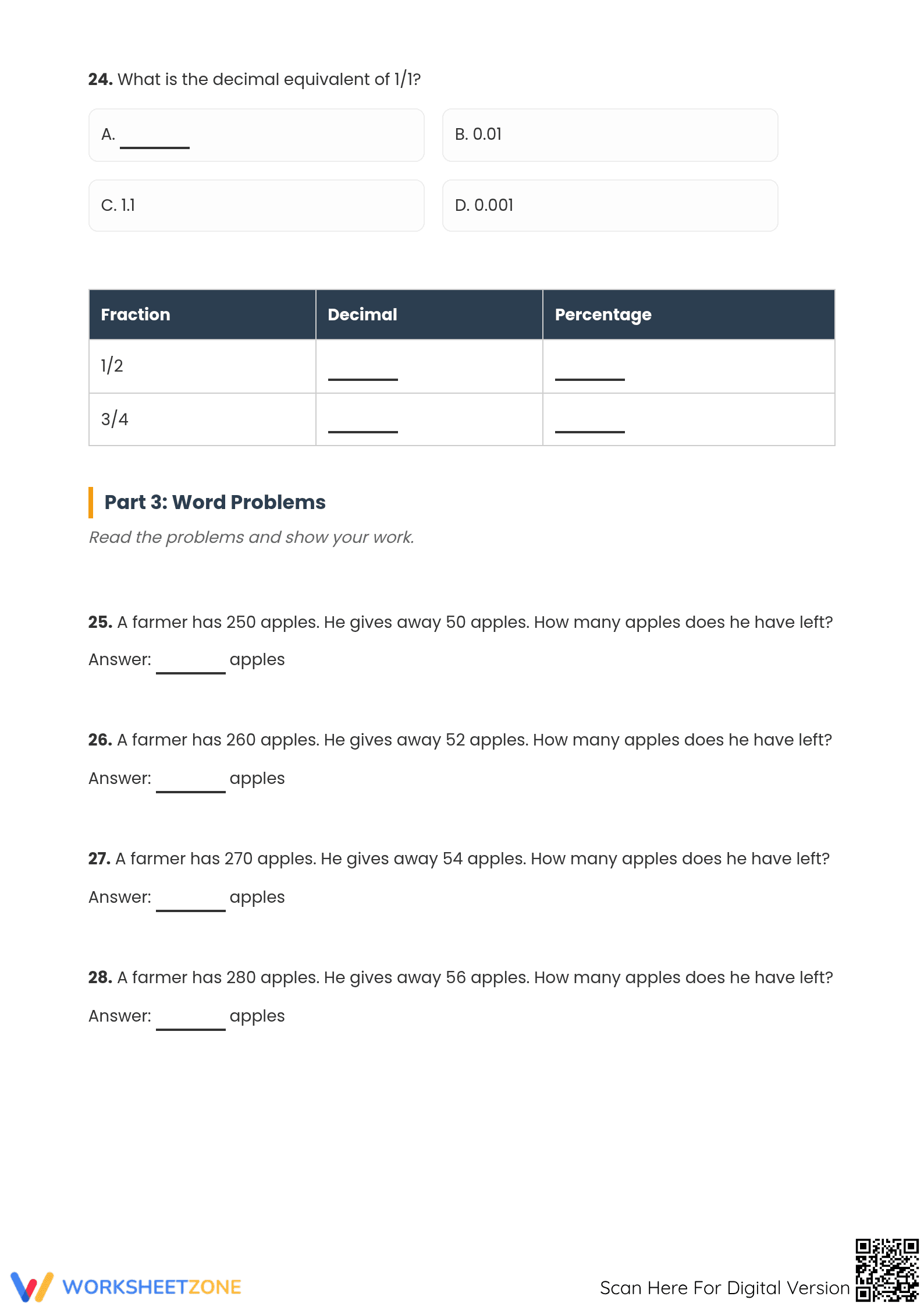 Printable Grade 4 Math Worksheet: Addition and Decimals - Page 5