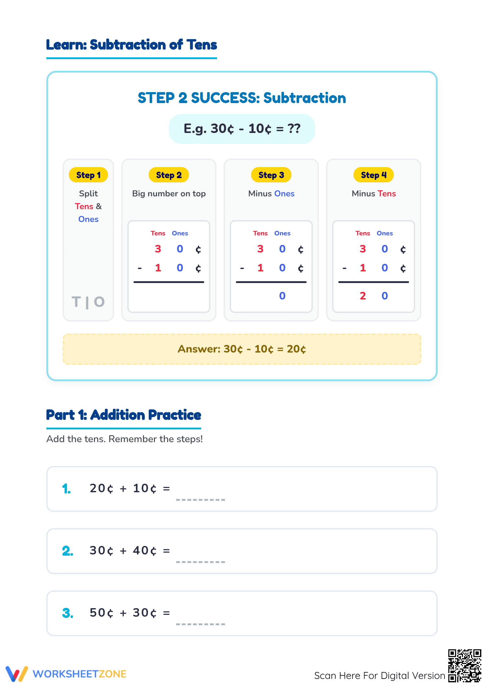 Essential Brunei Coins Addition and Subtraction Worksheet - Page 2