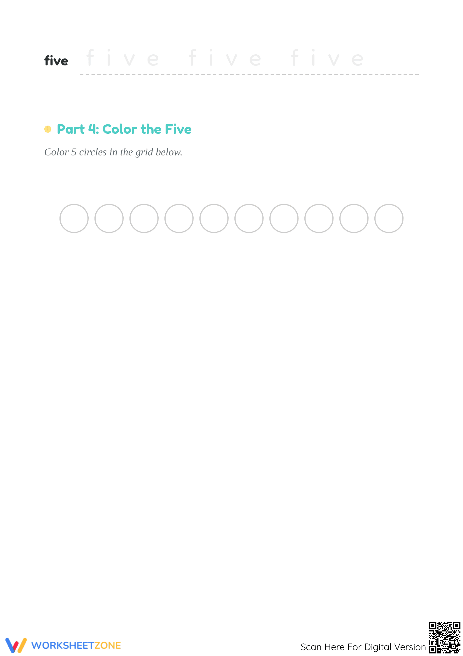 Number 5 Counting and Writing Worksheet | Grade K Essential - Page 3