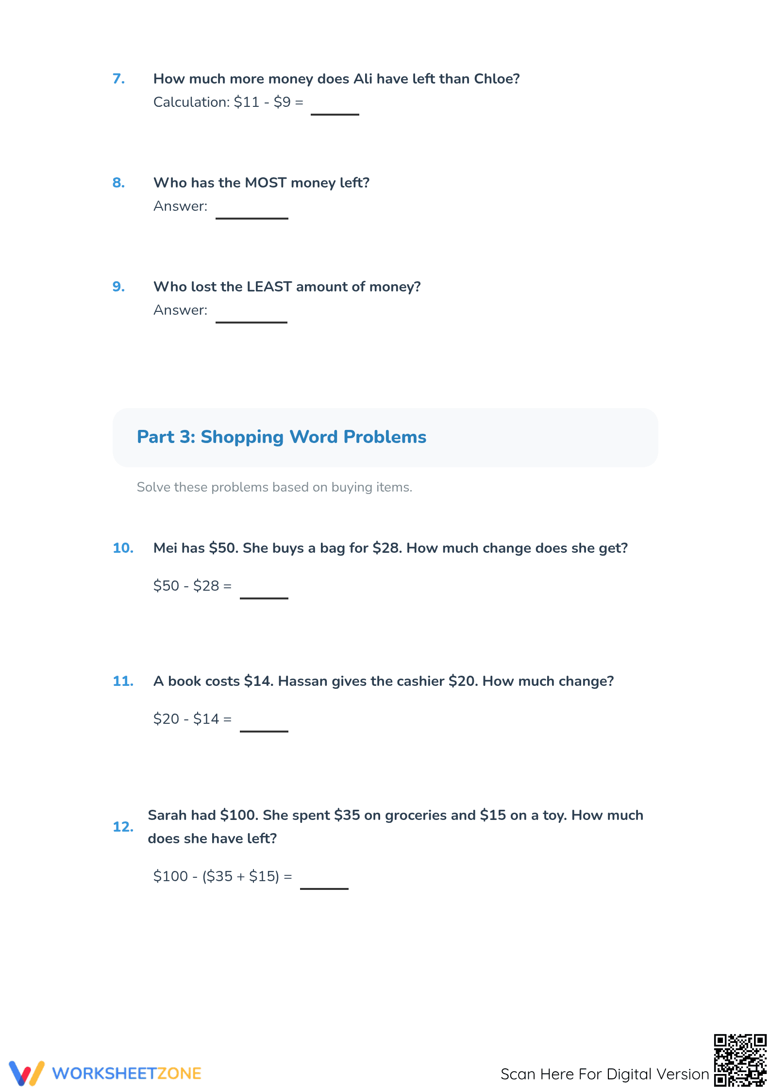 Printable Grade 2 Math: Brunei Notes Addition & Subtraction - Page 3