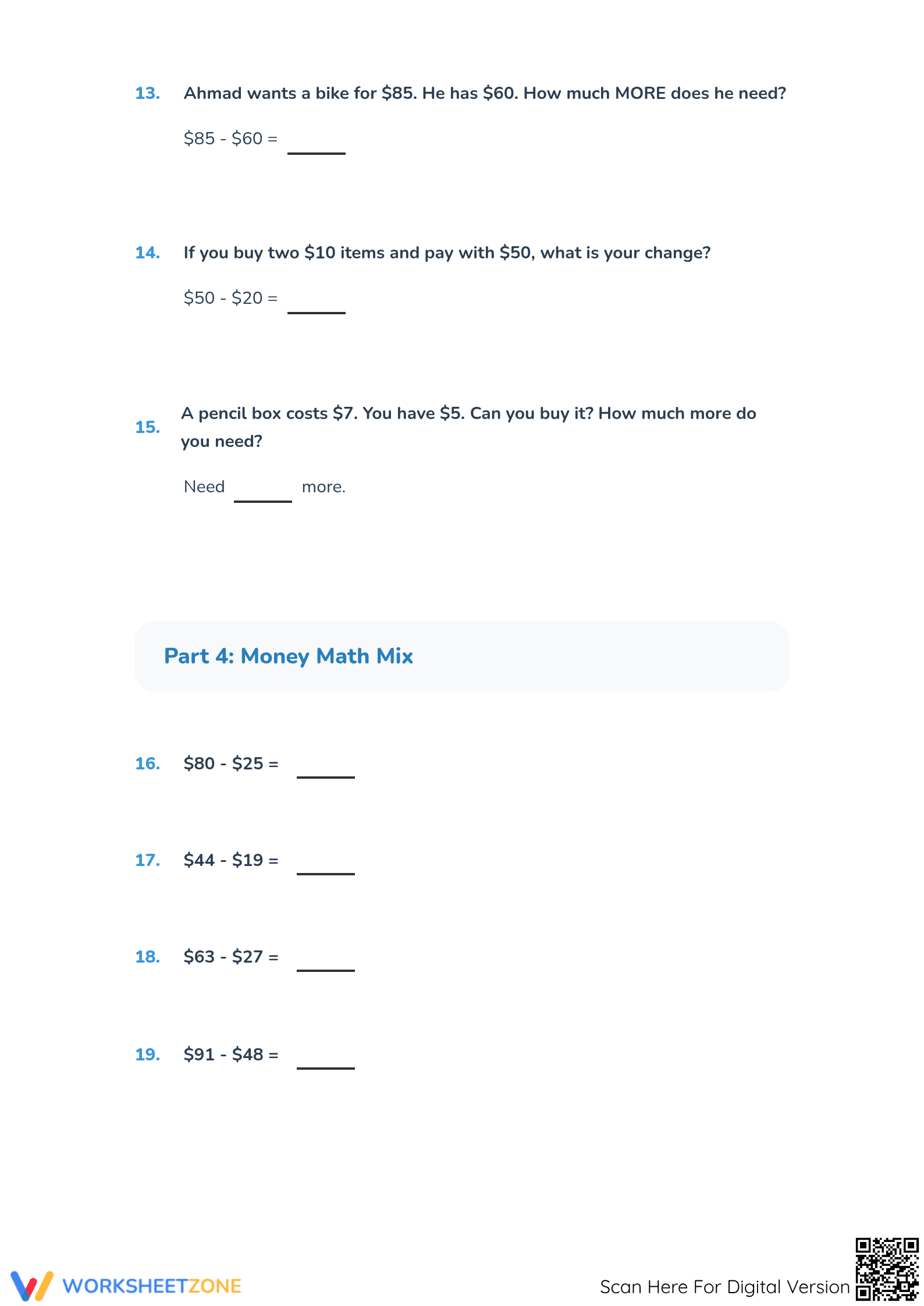 Printable Grade 2 Math: Brunei Notes Addition & Subtraction - Page 4