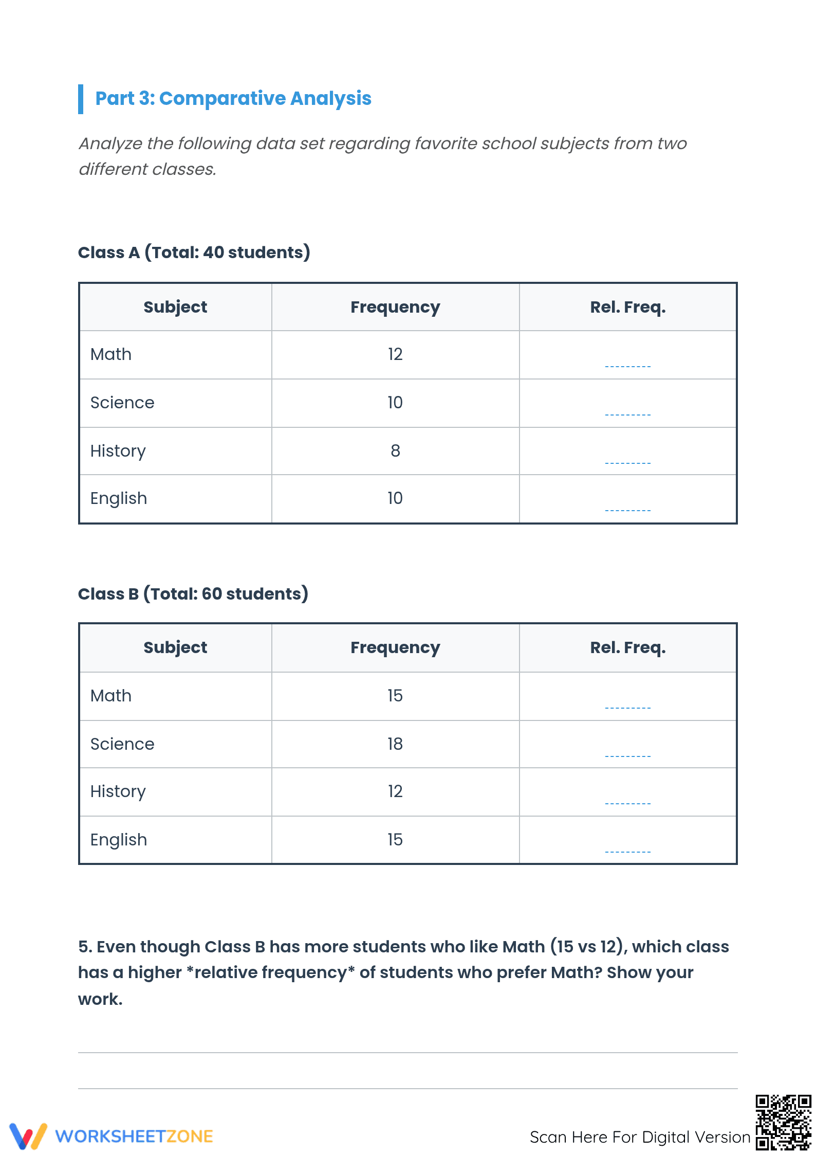 Essential Relative Frequency Worksheet | Grade 8 Math - Page 3