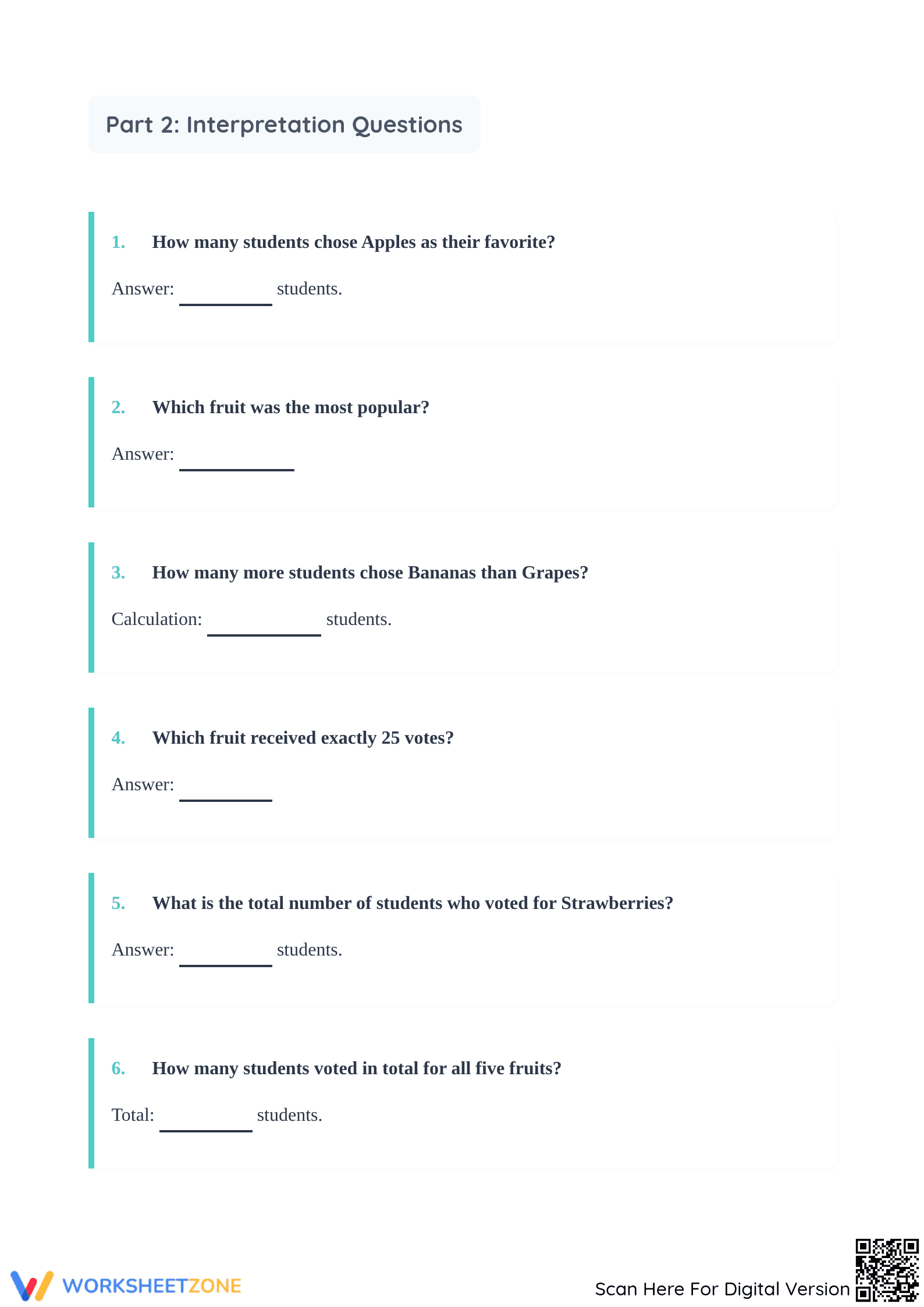 Grade 4-6 Scaled Picture Graph — Printable No-Prep Worksheet - Page 2