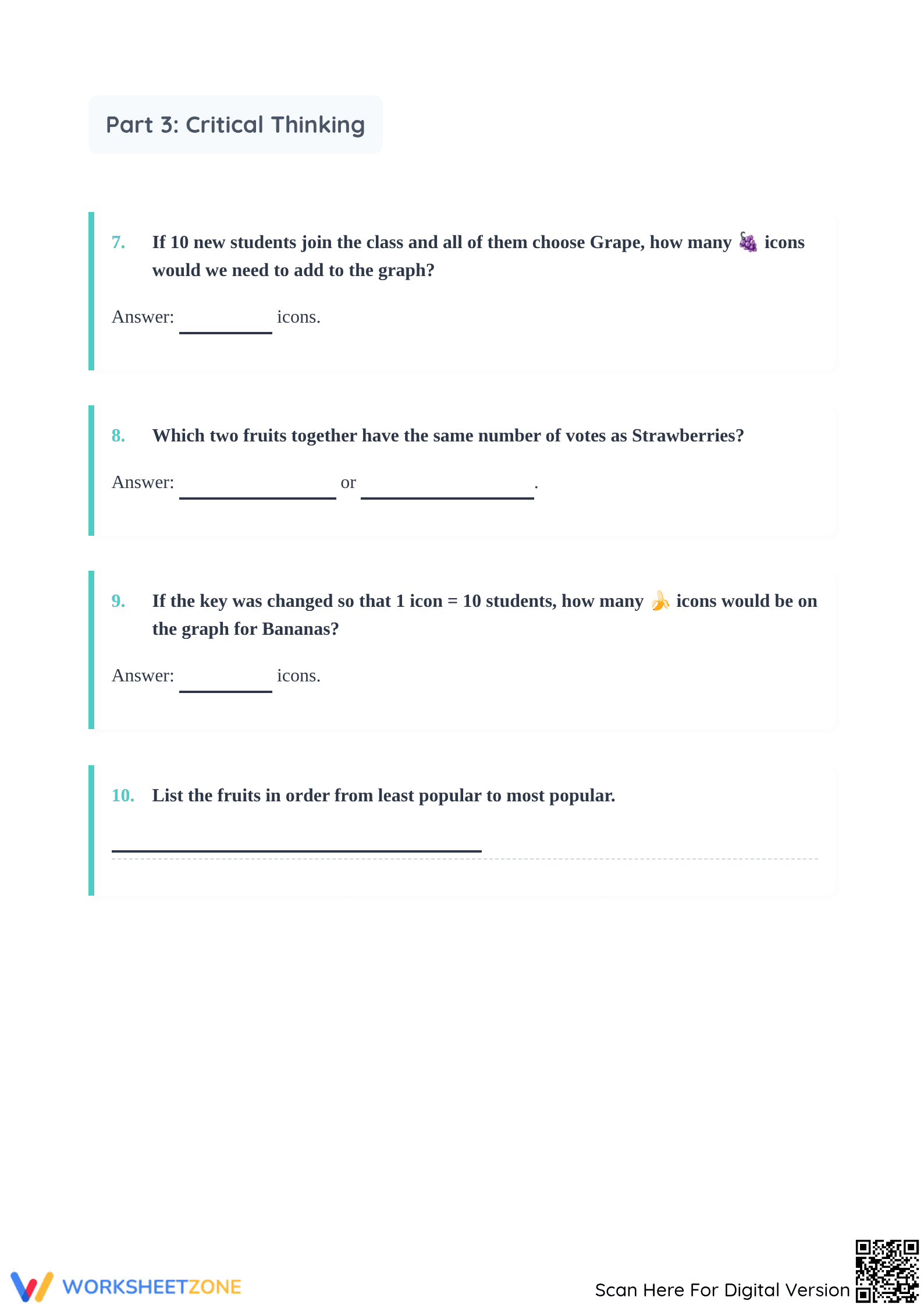 Grade 4-6 Scaled Picture Graph — Printable No-Prep Worksheet - Page 3