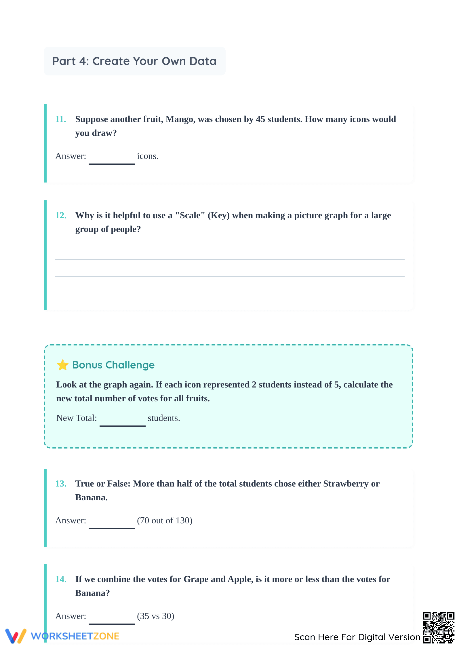 Grade 4-6 Scaled Picture Graph — Printable No-Prep Worksheet - Page 4