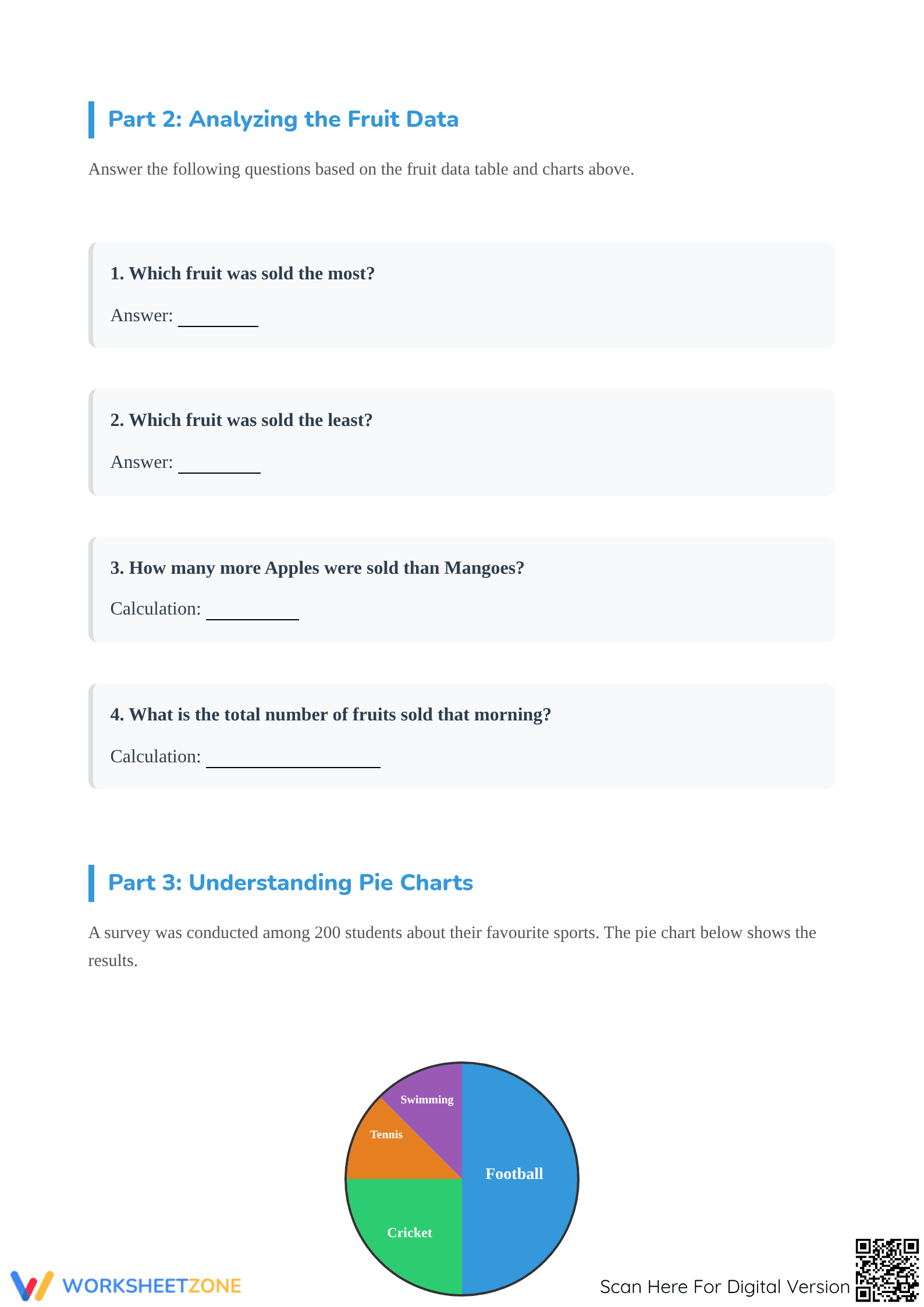 Printable Data Handling Worksheet | Grade 4 Charts & Graphs - Page 3