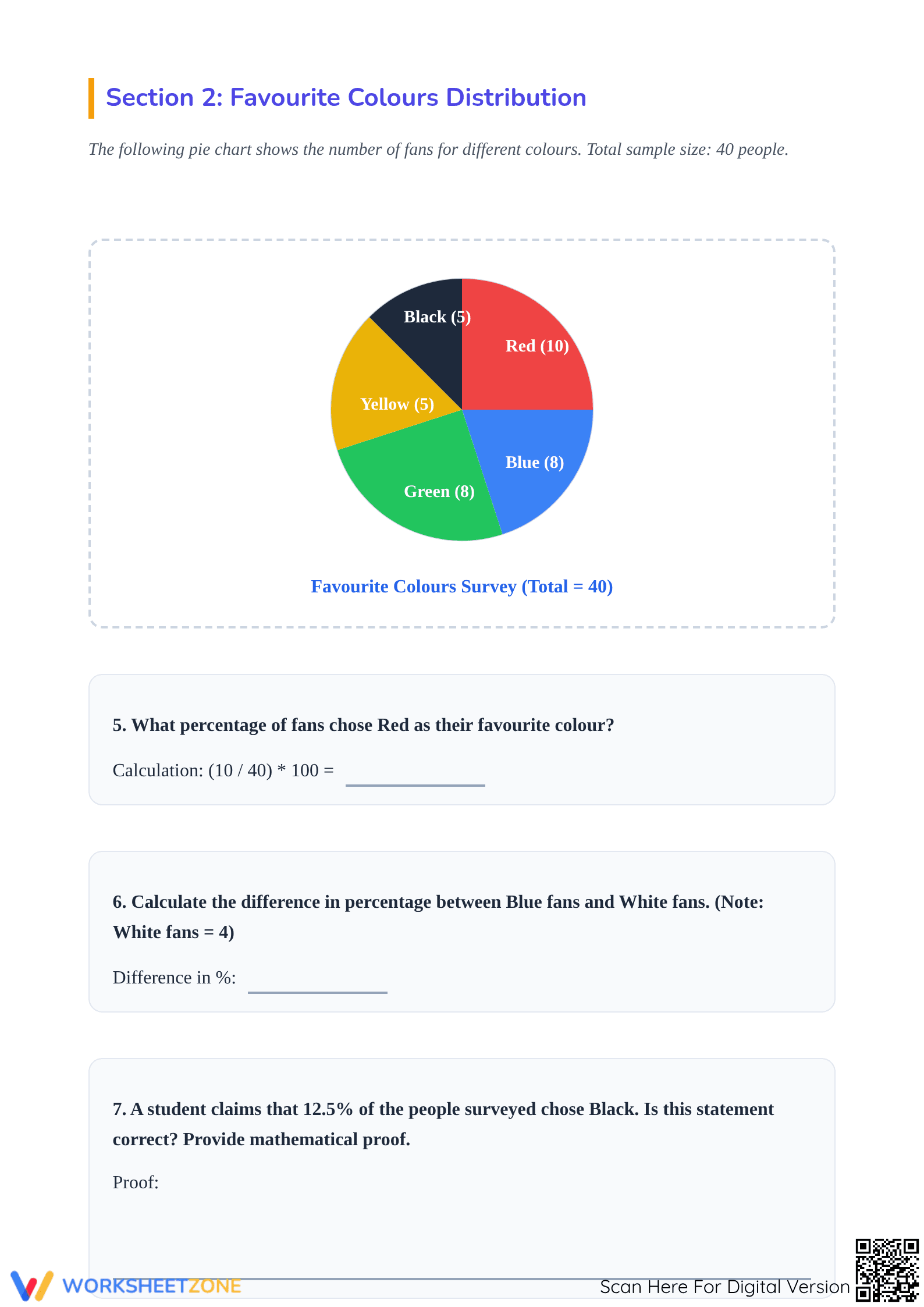 Printable Pie Chart Worksheet | Grade 6 Math - Page 3